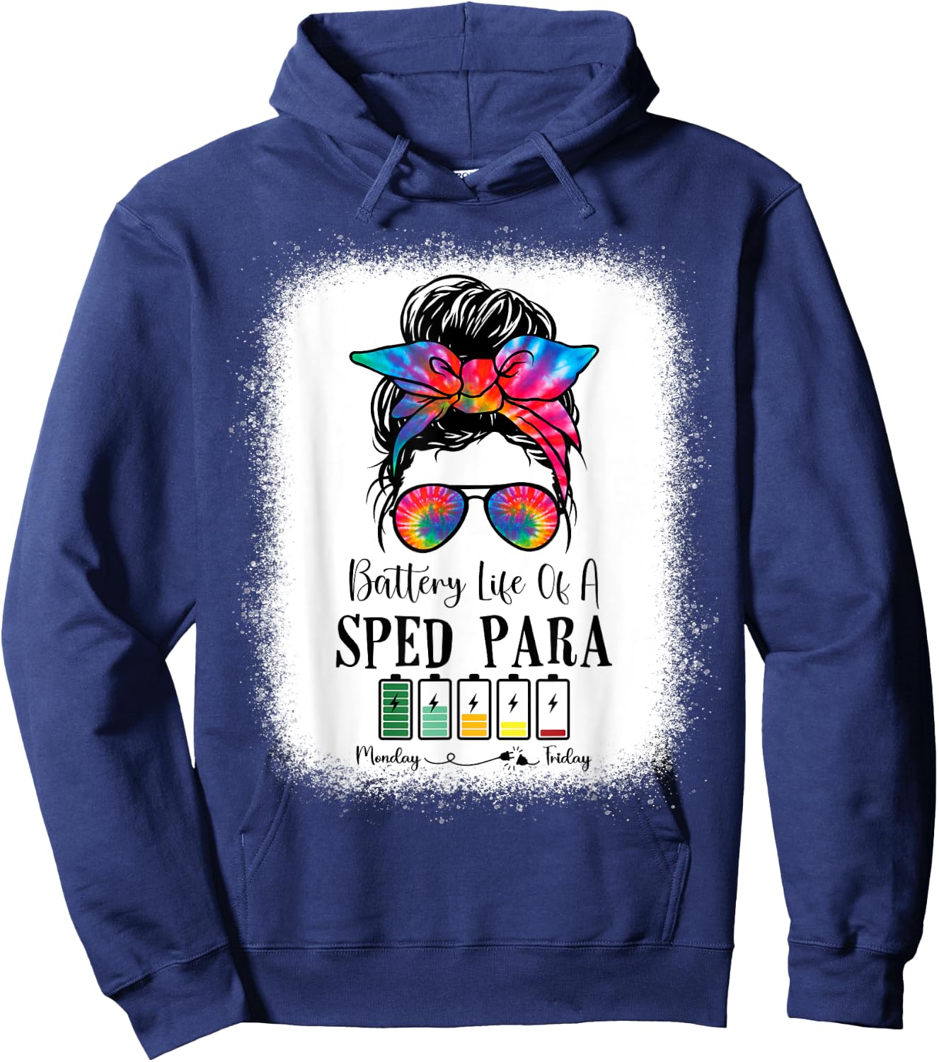 Battery Life Of A Sped Para Tie Dye Last Day Of School Hoodie - Hoodie | Navy