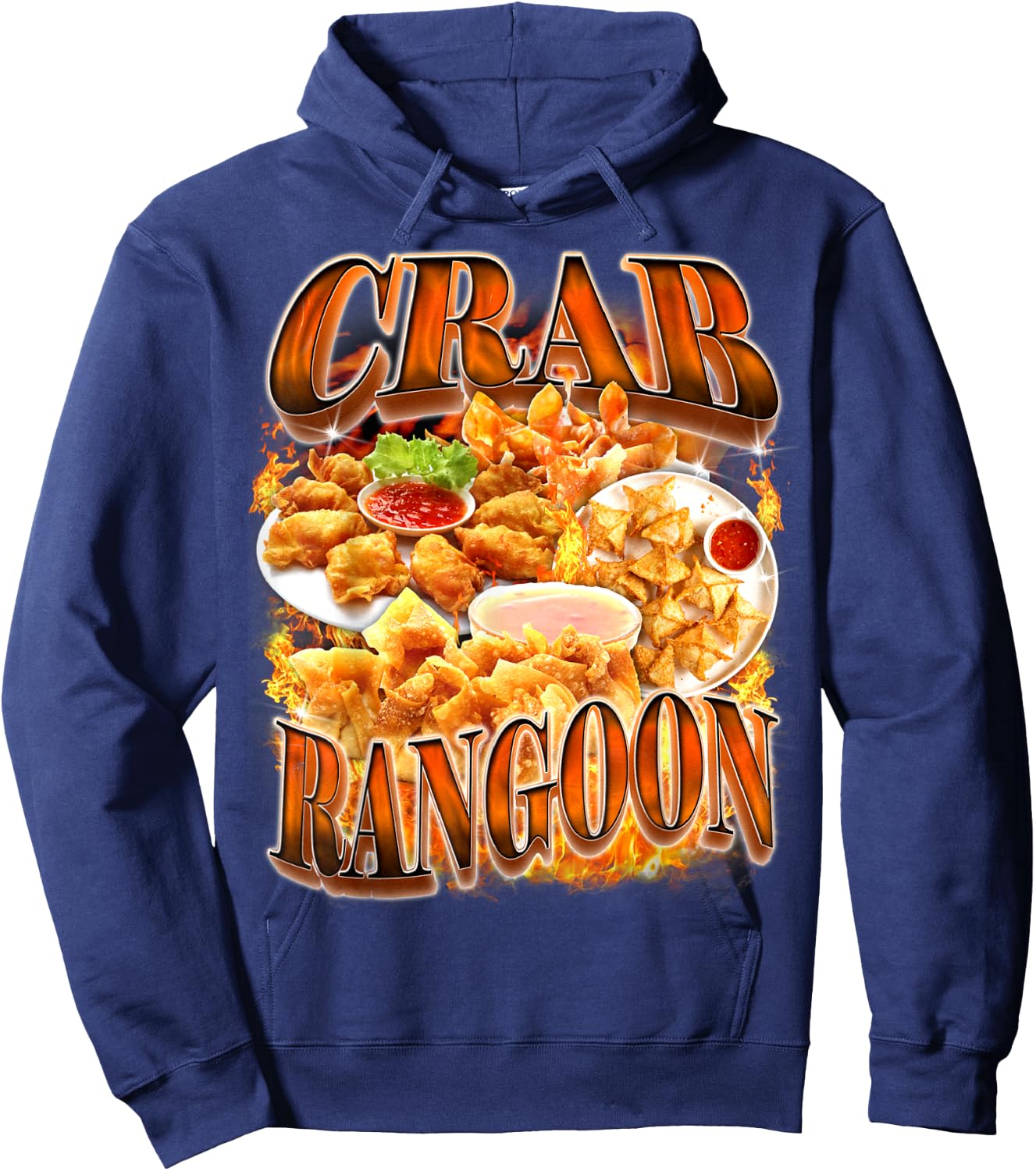 Crab Rangoon Meme Bootleg Rap Style 90s Vintage Funny 1990s Hoodie - Hoodie | Navy