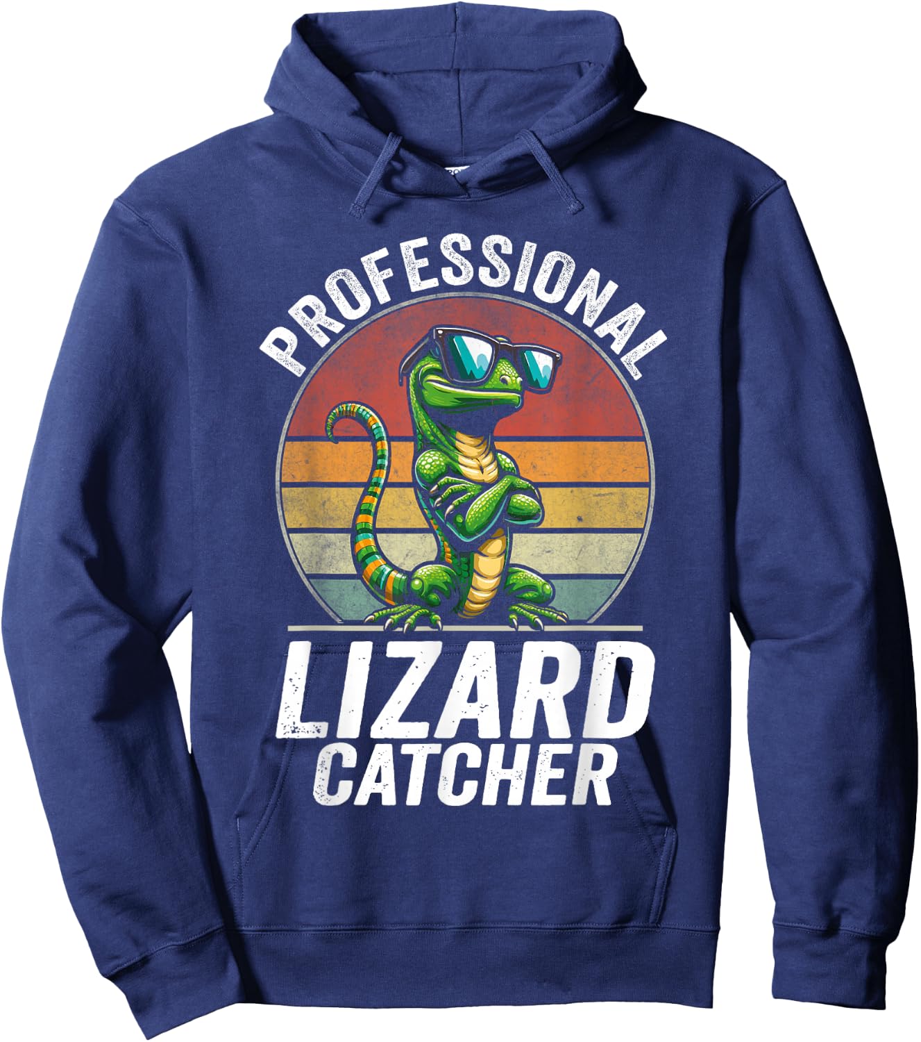 Professional Lizard Catcher Funny Retro Gecko Lizard Hunter Hoodie - Hoodie | Navy