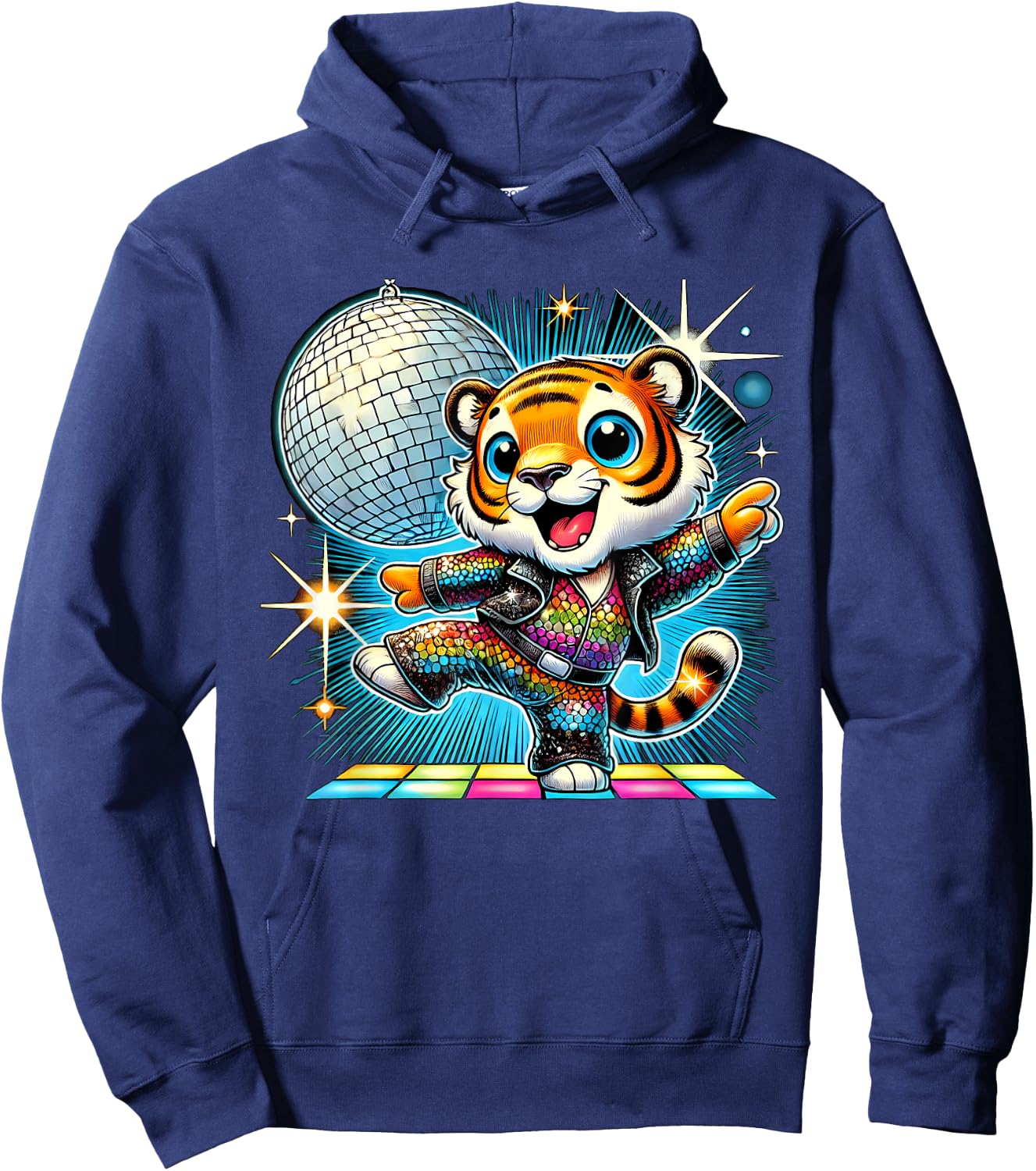 Aesthetic Tiger Disco Hoodie - Hoodie | Navy