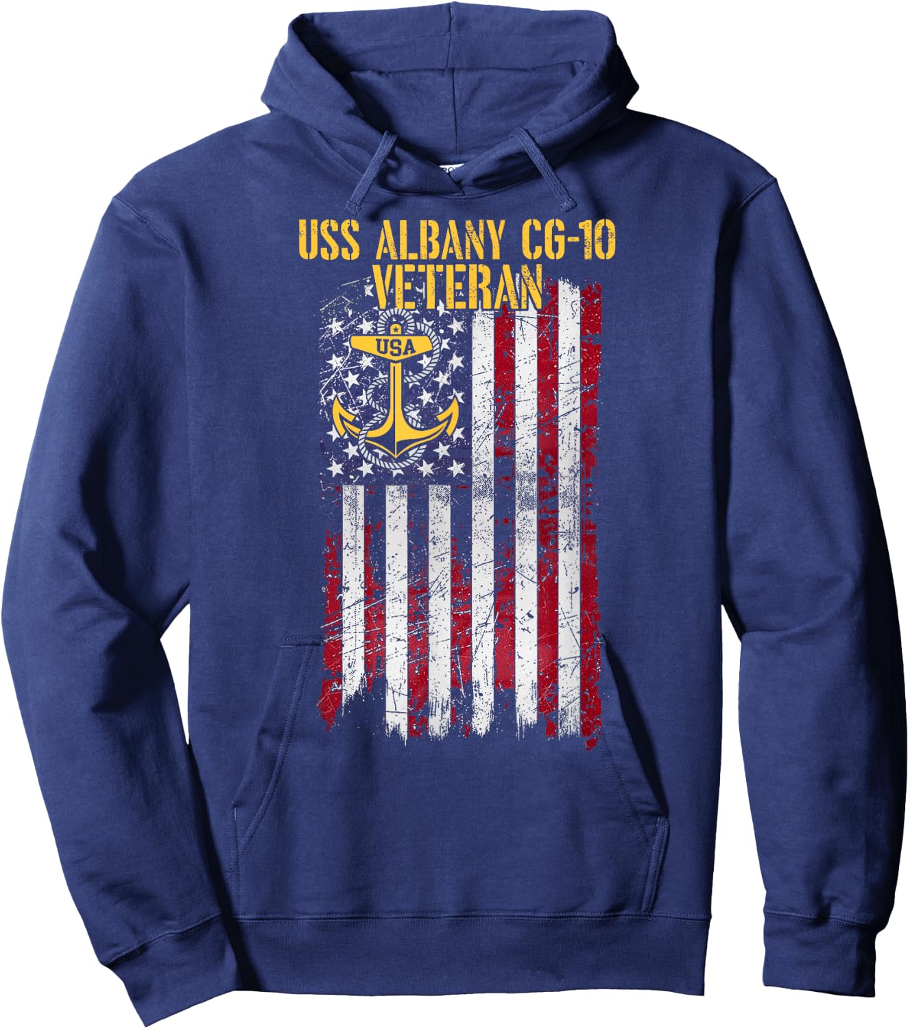 USS Albany CG-10 Cruiser Veteran USA Flag Official Hoodie - Hoodie | Navy