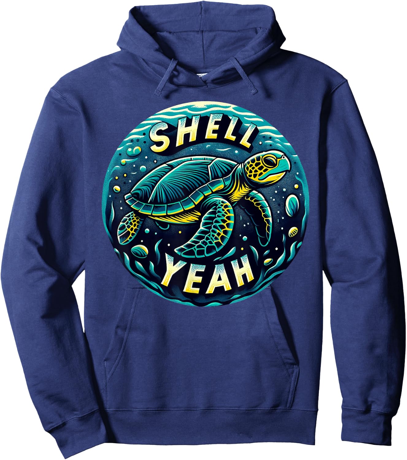 SHELL YEAH Turtles Pun Graphic Hoodie - Hoodie | Navy