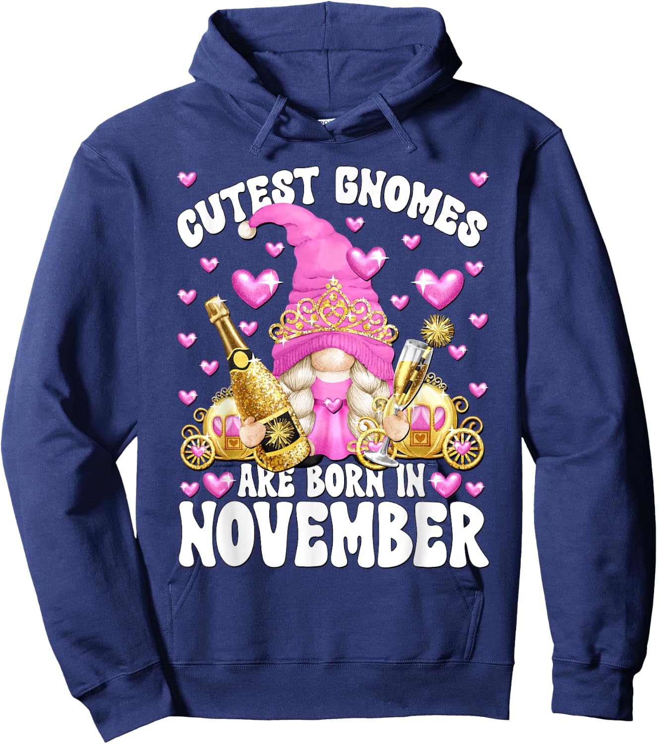 Funny Princess Birthday Gnome Born In November Hoodie - Hoodie | Navy