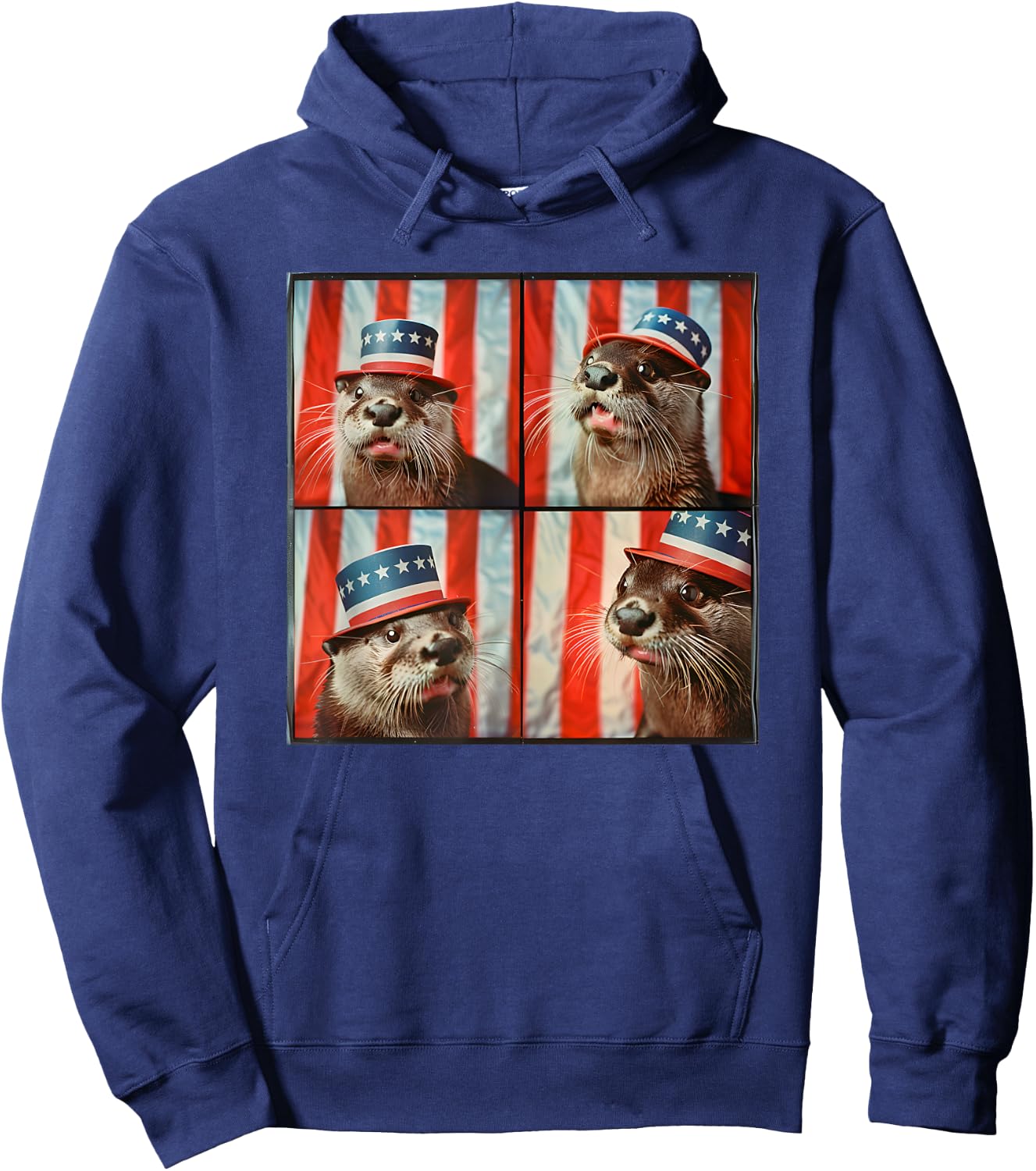 River Otter American Flag Patriotic Animal 4th Of July Otter Hoodie - Hoodie | Navy