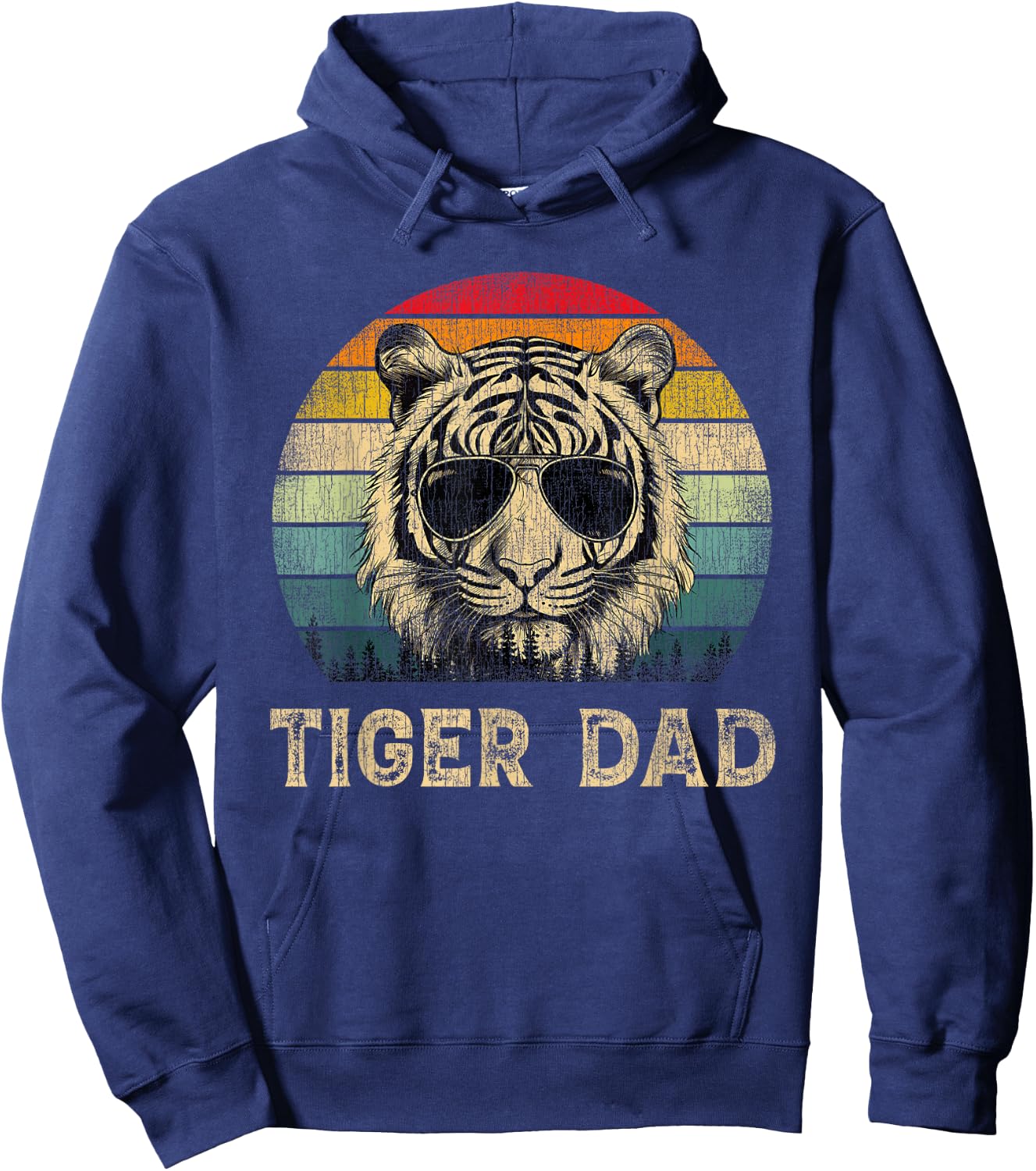 Vintage Tiger Dad Tiger Lovers Daddy Father's Day Hoodie - Hoodie | Navy