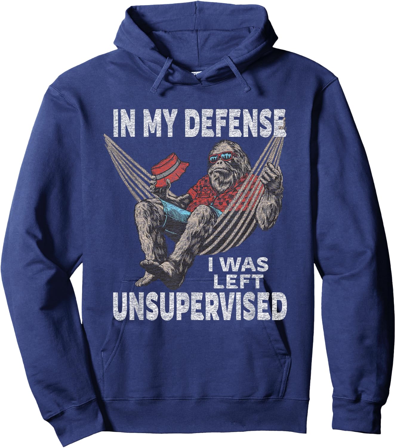 In My Defense I Was Left Unsupervised Graphic Funny Saying Hoodie - Hoodie | Navy