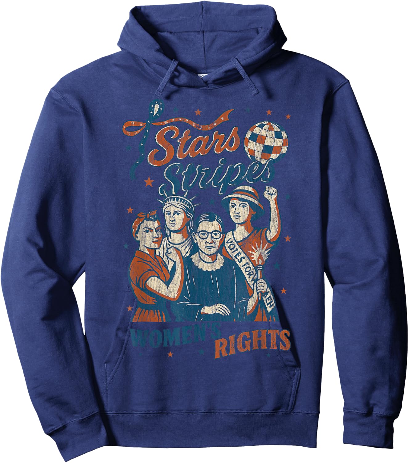 4th Of July Feminist Stars Stripes and Women's Rights Hoodie - Hoodie | Navy