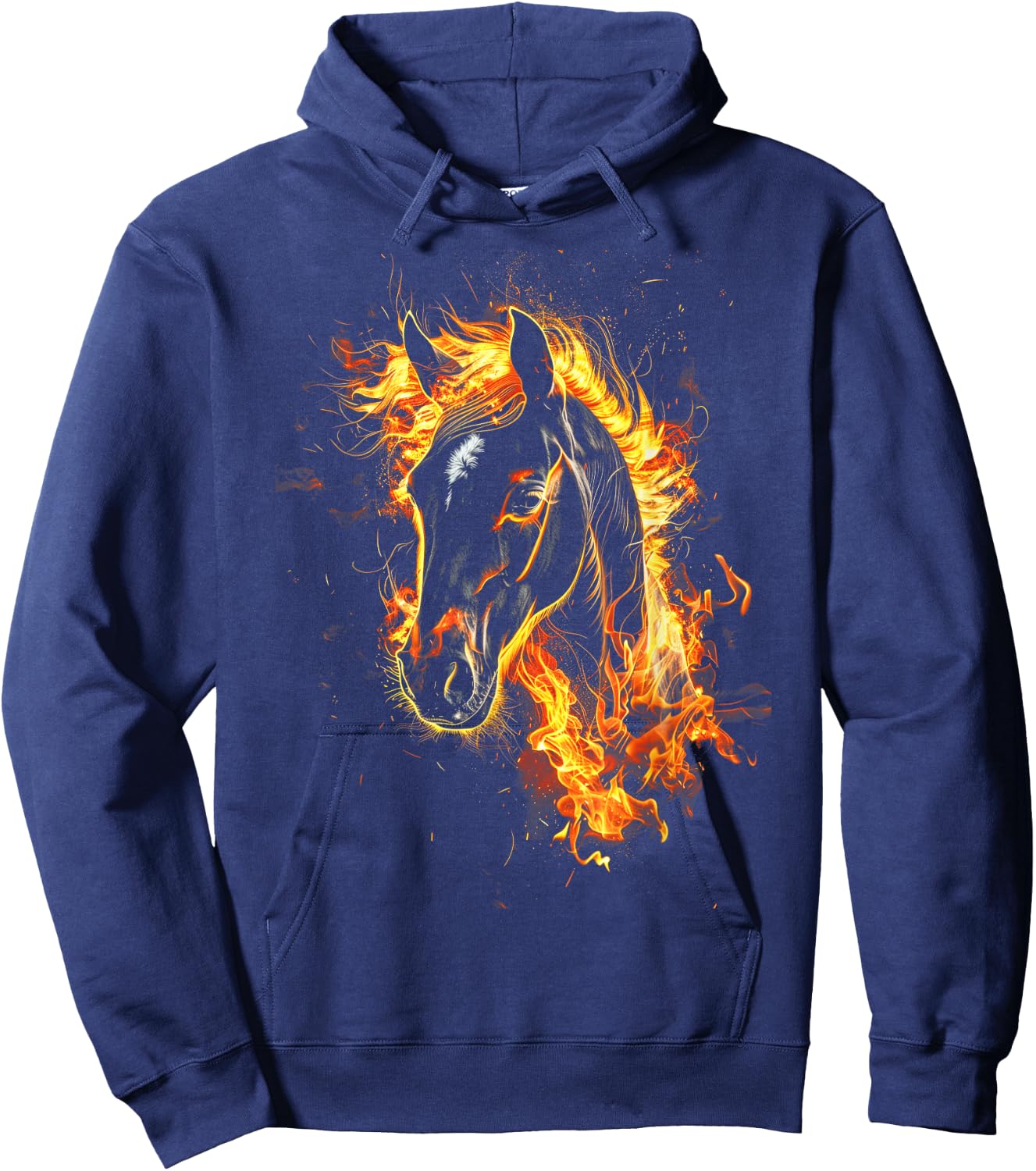 Horse Flames Fierce Horse art Fiery horse Hoodie - Hoodie | Navy