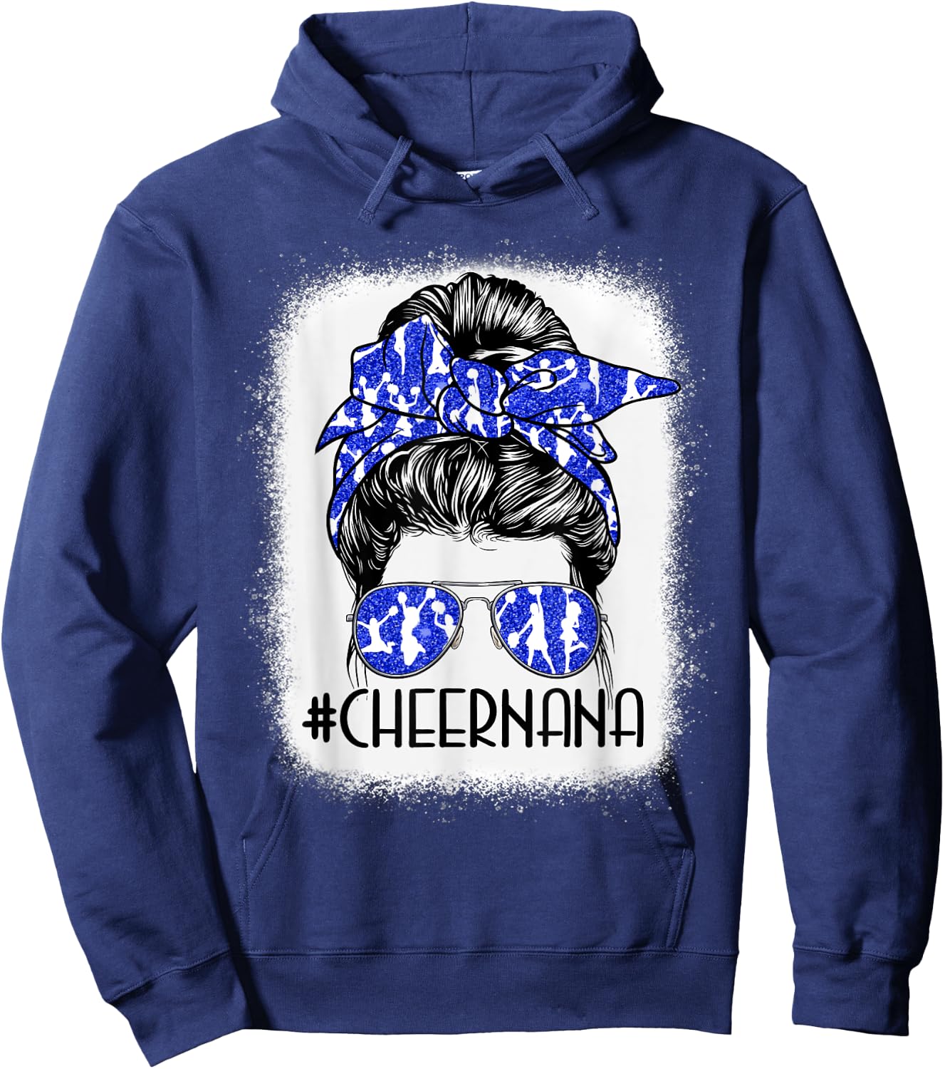 Messy Bun Cheer Nana Cheerleader Mom Mothers Day Woman Hoodie - Hoodie | Navy
