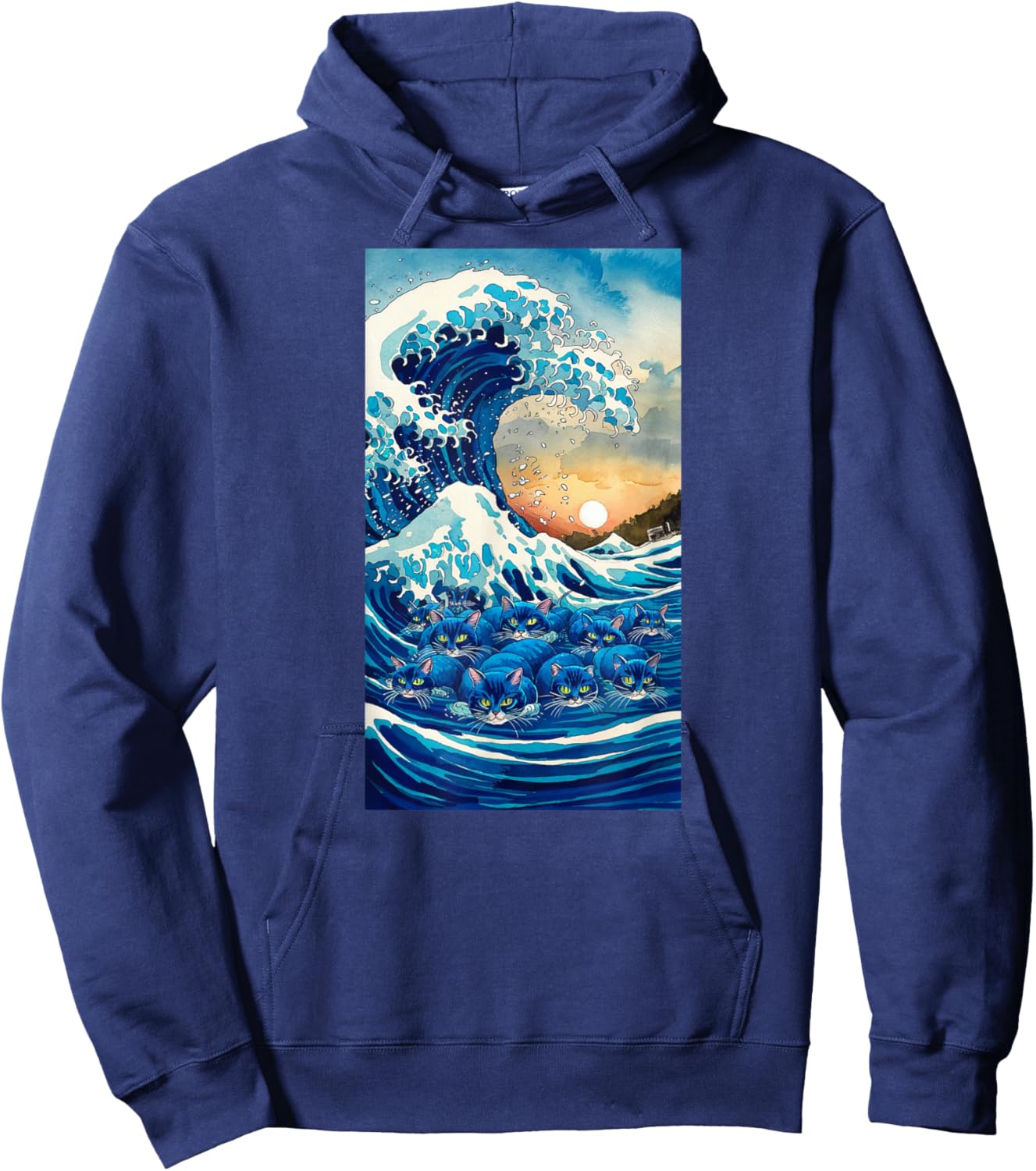 Blue Cats Wave For Kamala Hoodie - Hoodie | Navy