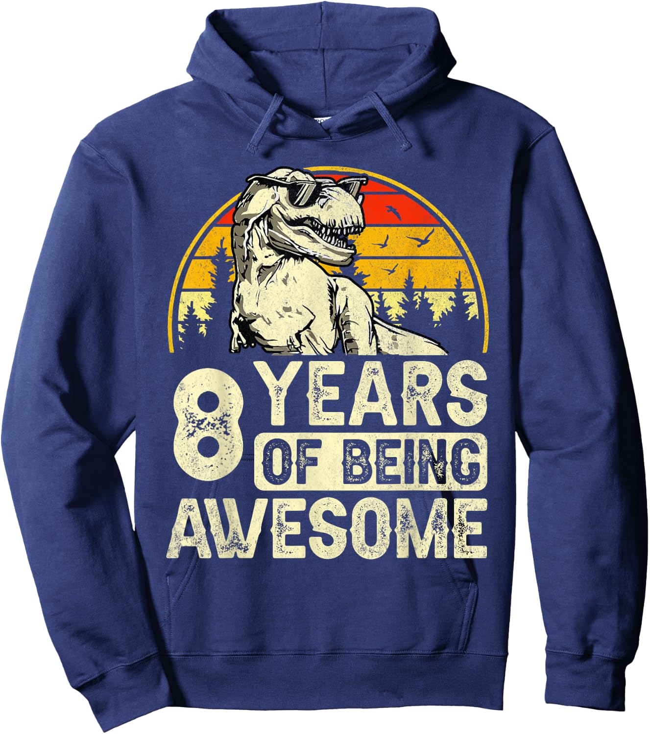 8th Birthday Shirts for Boys 8yr 8 Year Old Dinosaur T-Rex Hoodie - Hoodie | Navy