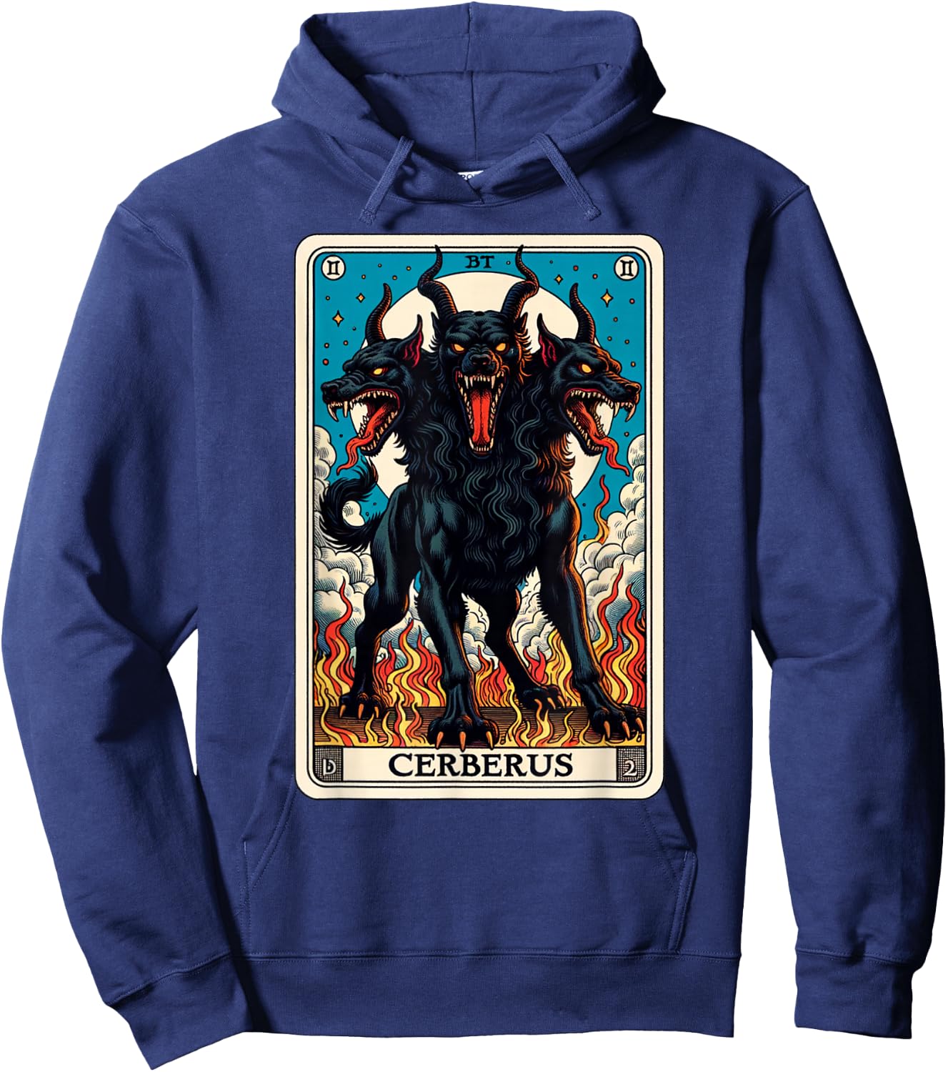 Cerberus Tarot Card and Mythical Hells Guard Hoodie - Hoodie | Navy