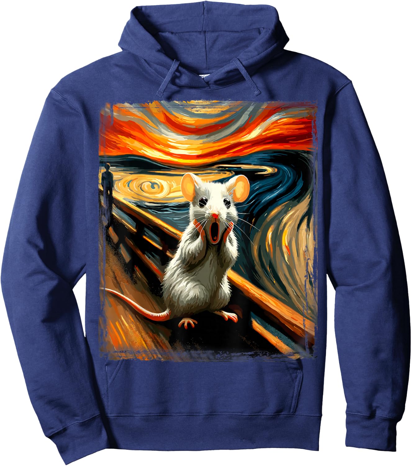 Scream Parody Art Funny Painting Animal Humor Artistic Mouse Hoodie - Hoodie | Navy