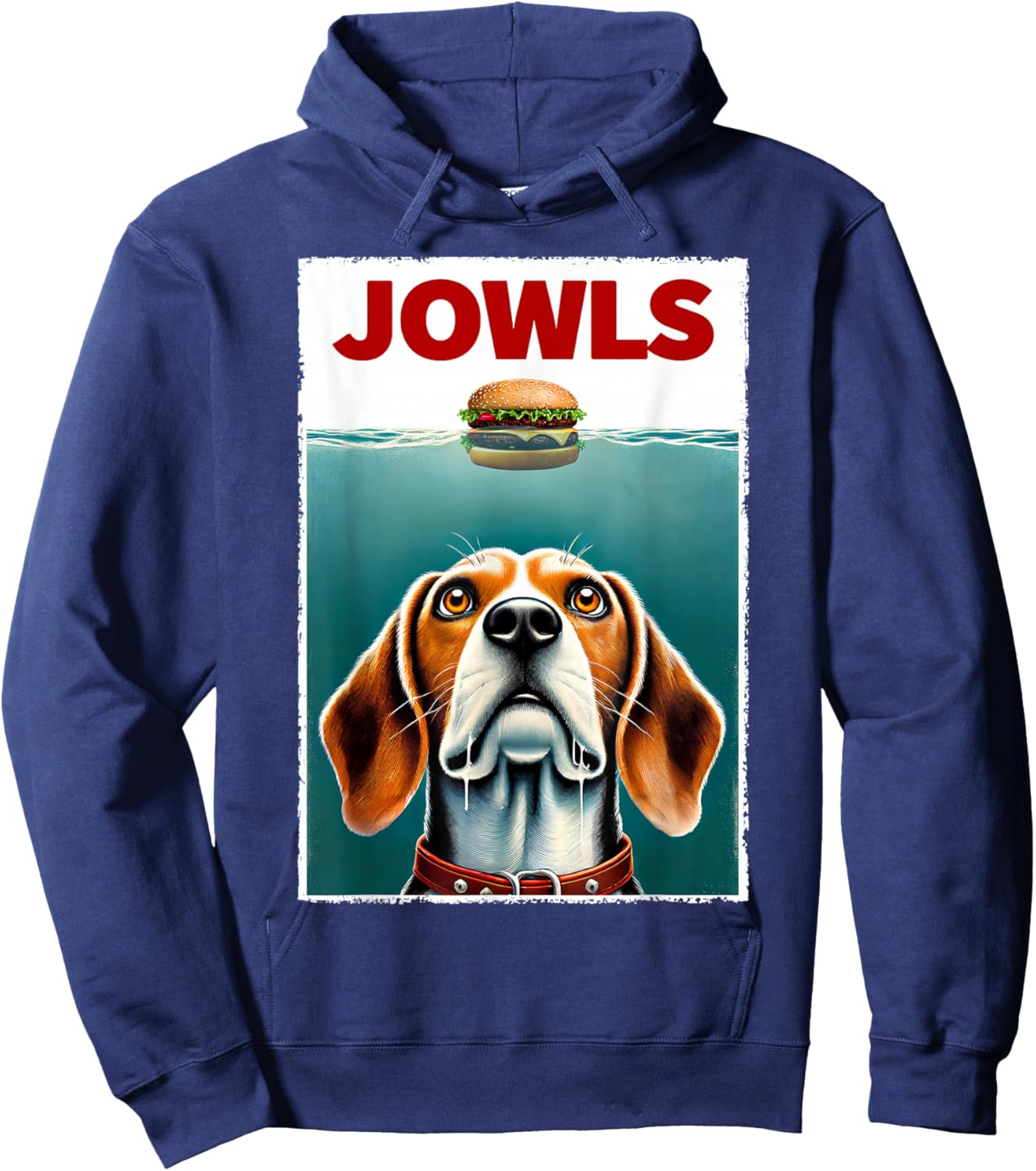 Funny Beagle and Hamburger Parody Jowls Dog Lover Hoodie - Hoodie | Navy