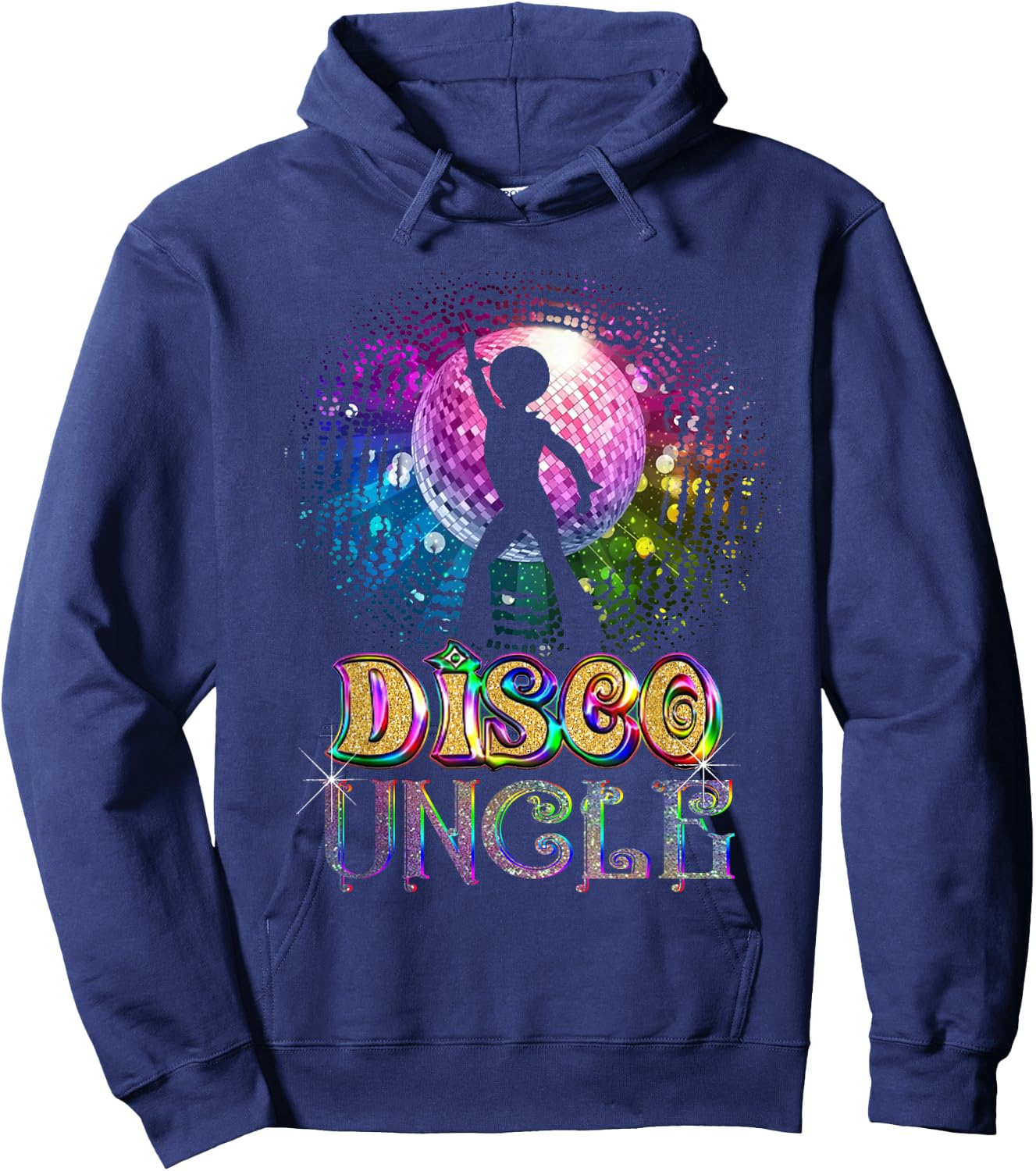 Funny Disco Uncle - Retro 70's Seventies Themed Disco Ball Hoodie - Hoodie | Navy