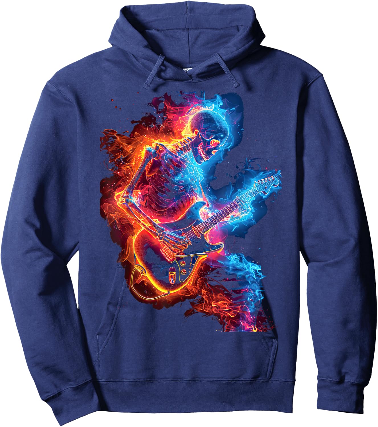 Skeleton Playing Guitar,Rock Star Shredding Guitar Hoodie - Hoodie | Navy