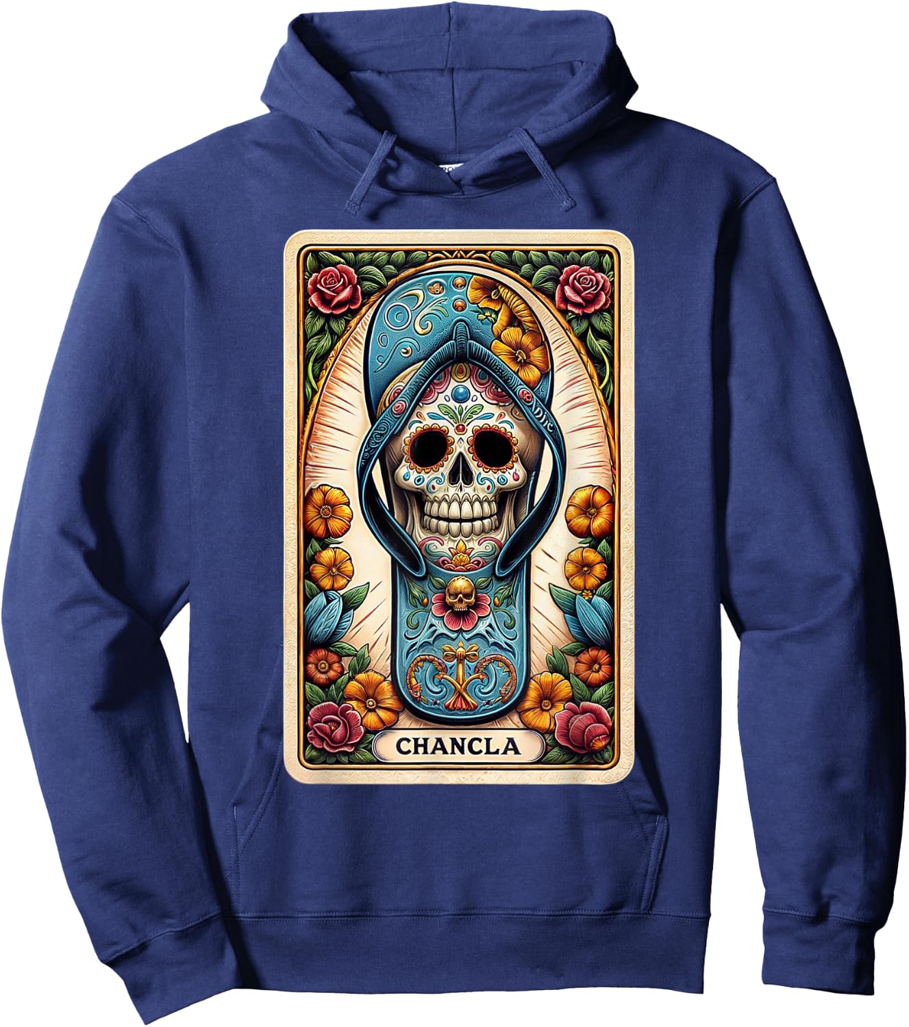 La Chancla Flip Flop Card Funny Mexican Mom Tarot Card Hoodie - Hoodie | Navy