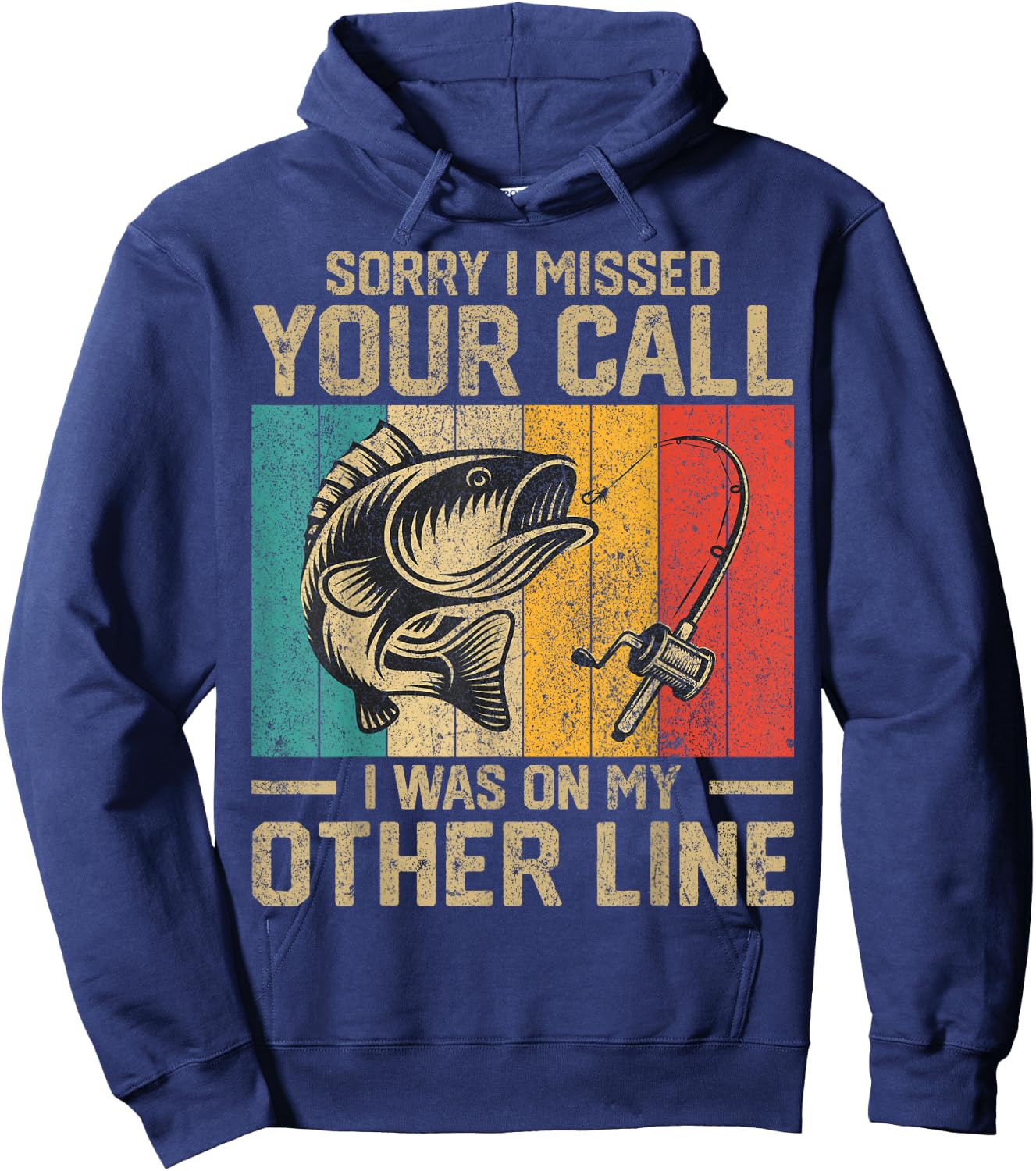 Funny Vintage Fishing Jokes Fisherman Bass Fish Hoodie - Hoodie | Navy