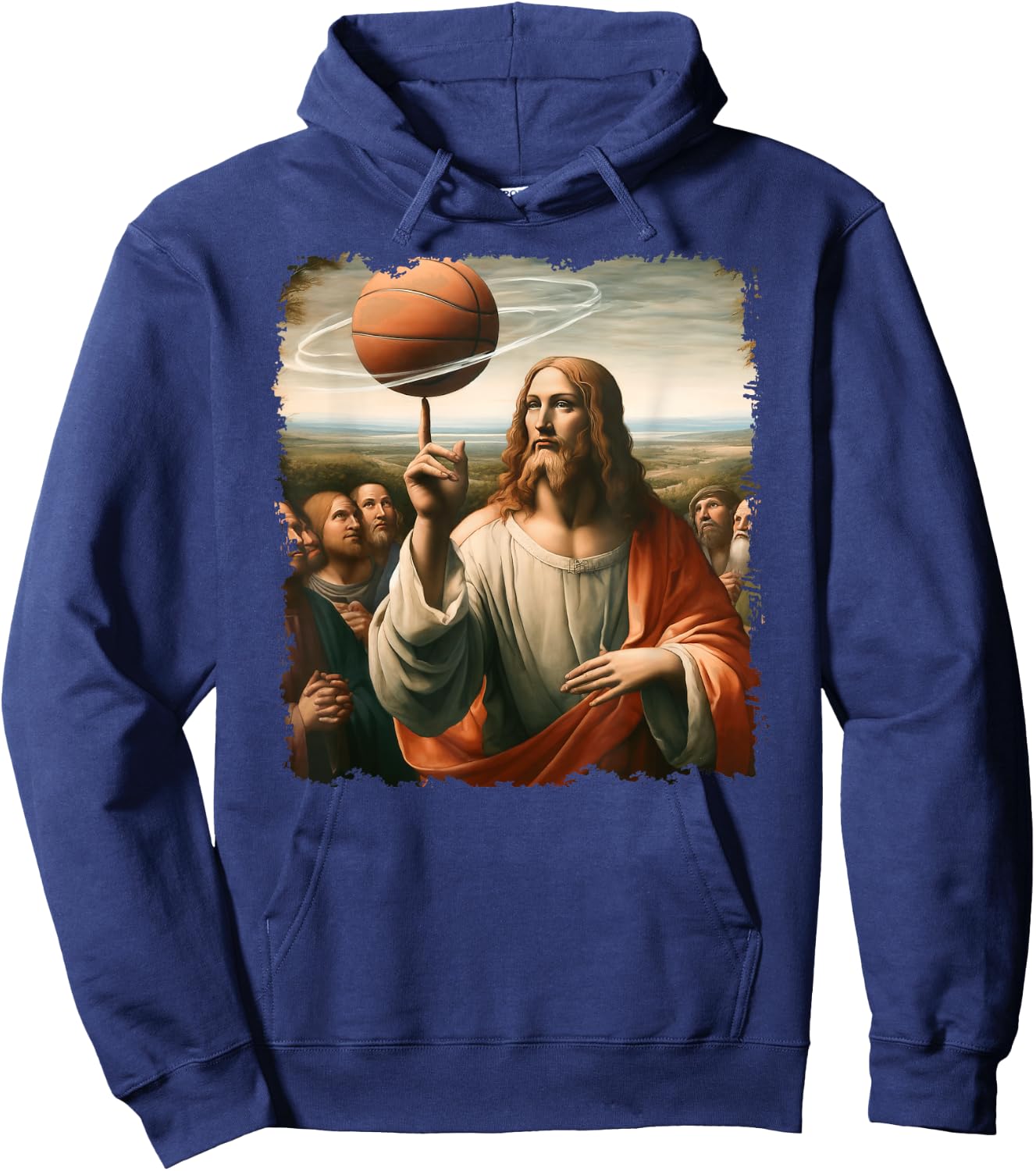 Jesus Spin A Basketball Painting, Christian Basketball Hoodie - Hoodie | Navy