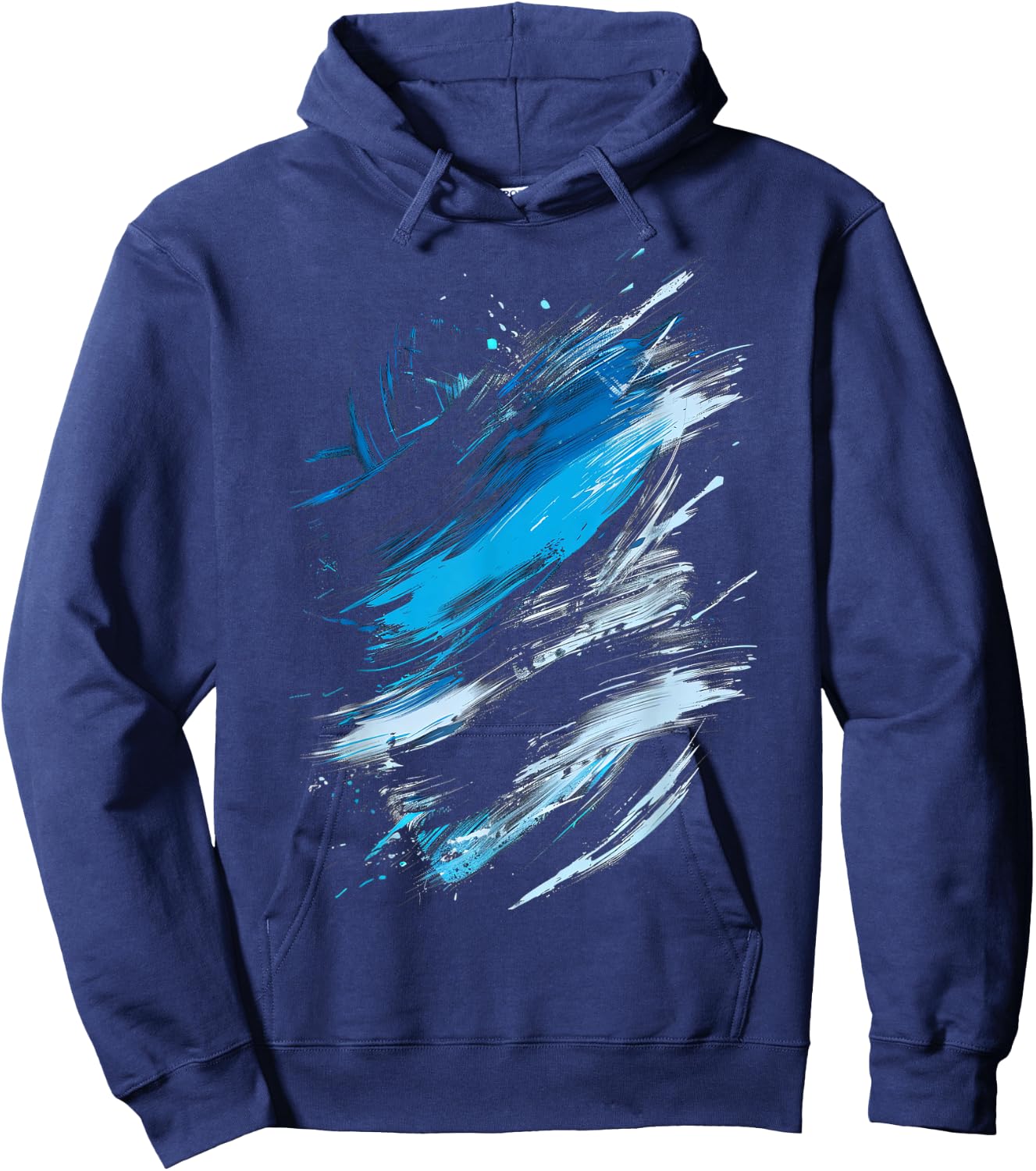 Blue And Black Dynamic Swirl Graphic Hoodie - Hoodie | Navy