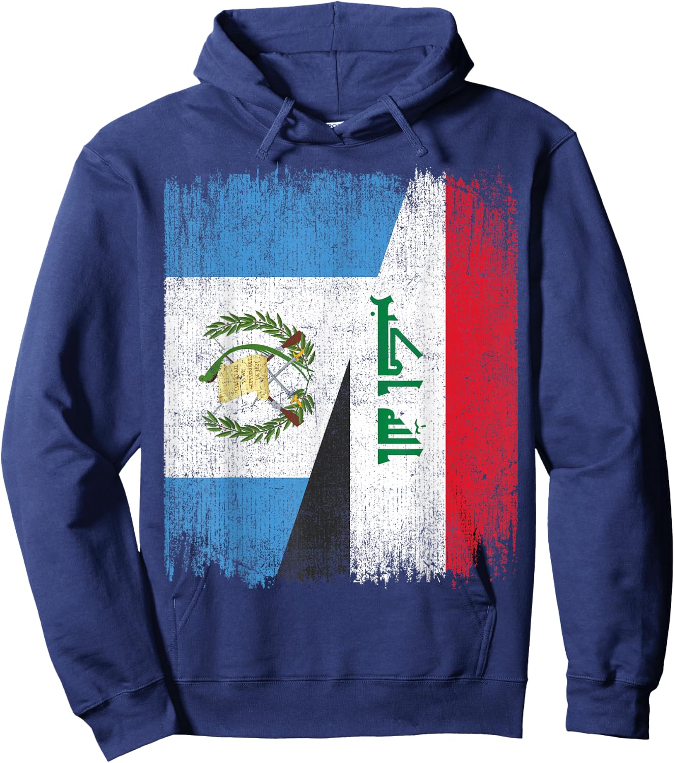 Half Guatemala Iraq Split Flag Guatemalan Pride Roots Hoodie - Hoodie | Navy