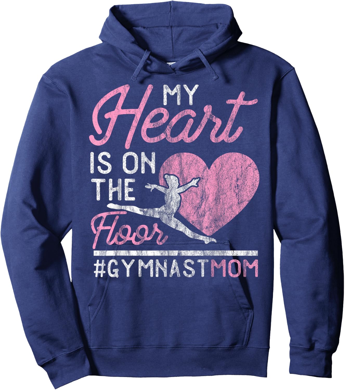 Gymnastics Mom Apparel My Heart is on the Floor Hoodie - Hoodie | Navy