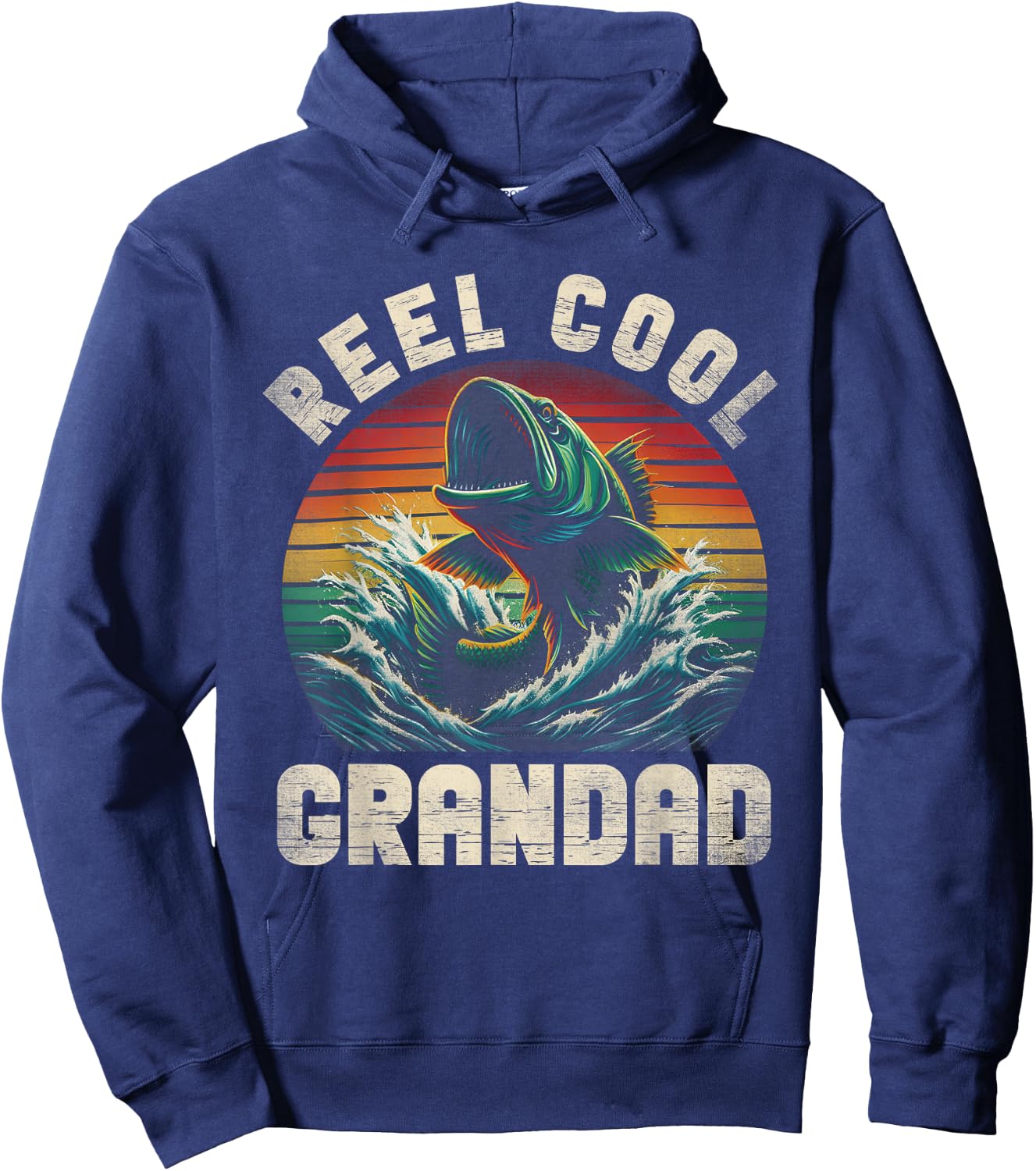 Reel Cool Grandad Fishing Daddy Father's Day Fisherman Fish Hoodie - Hoodie | Navy
