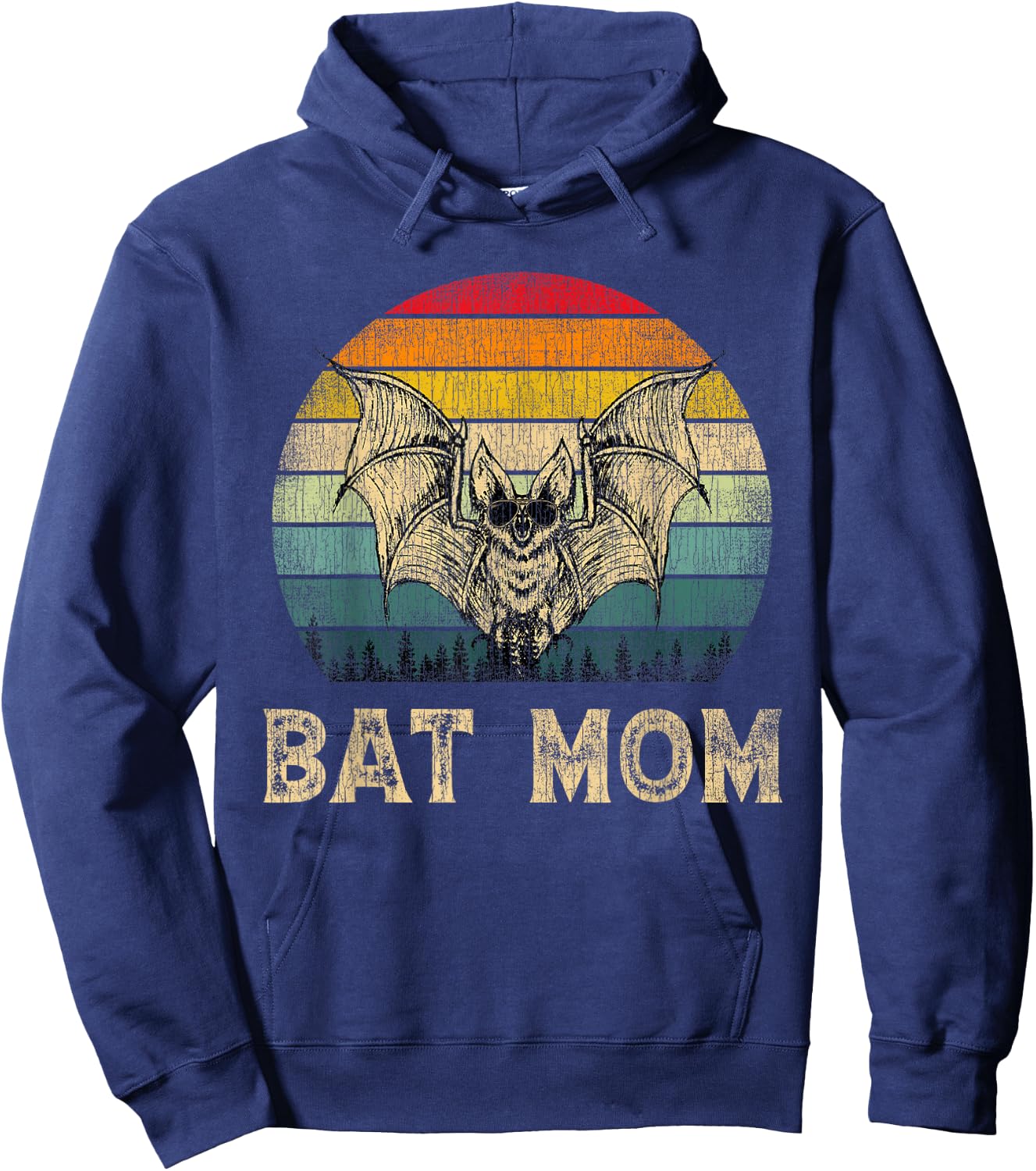 Vintage Bat Mom Bat Lovers Mommy Mother's Day Hoodie - Hoodie | Navy