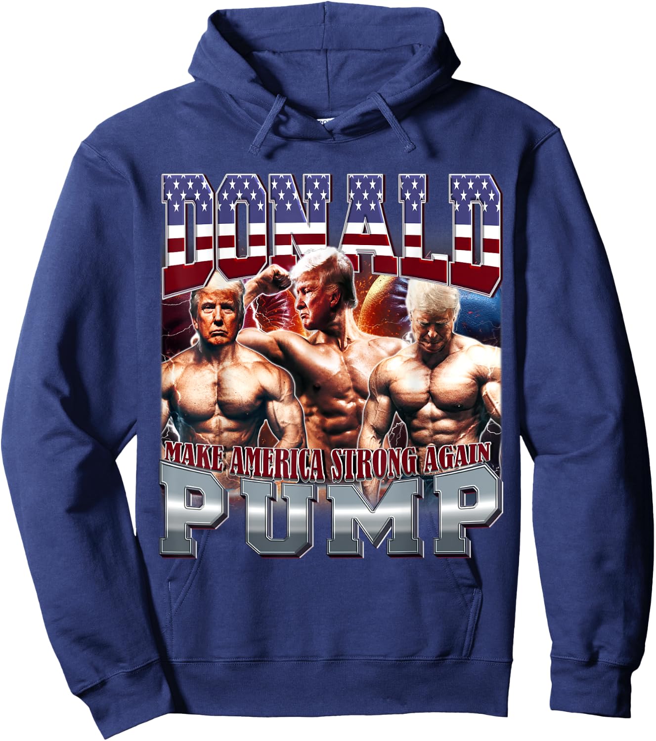 Donald Pump Make America Strong Again Gym Swole Hoodie - Hoodie | Navy