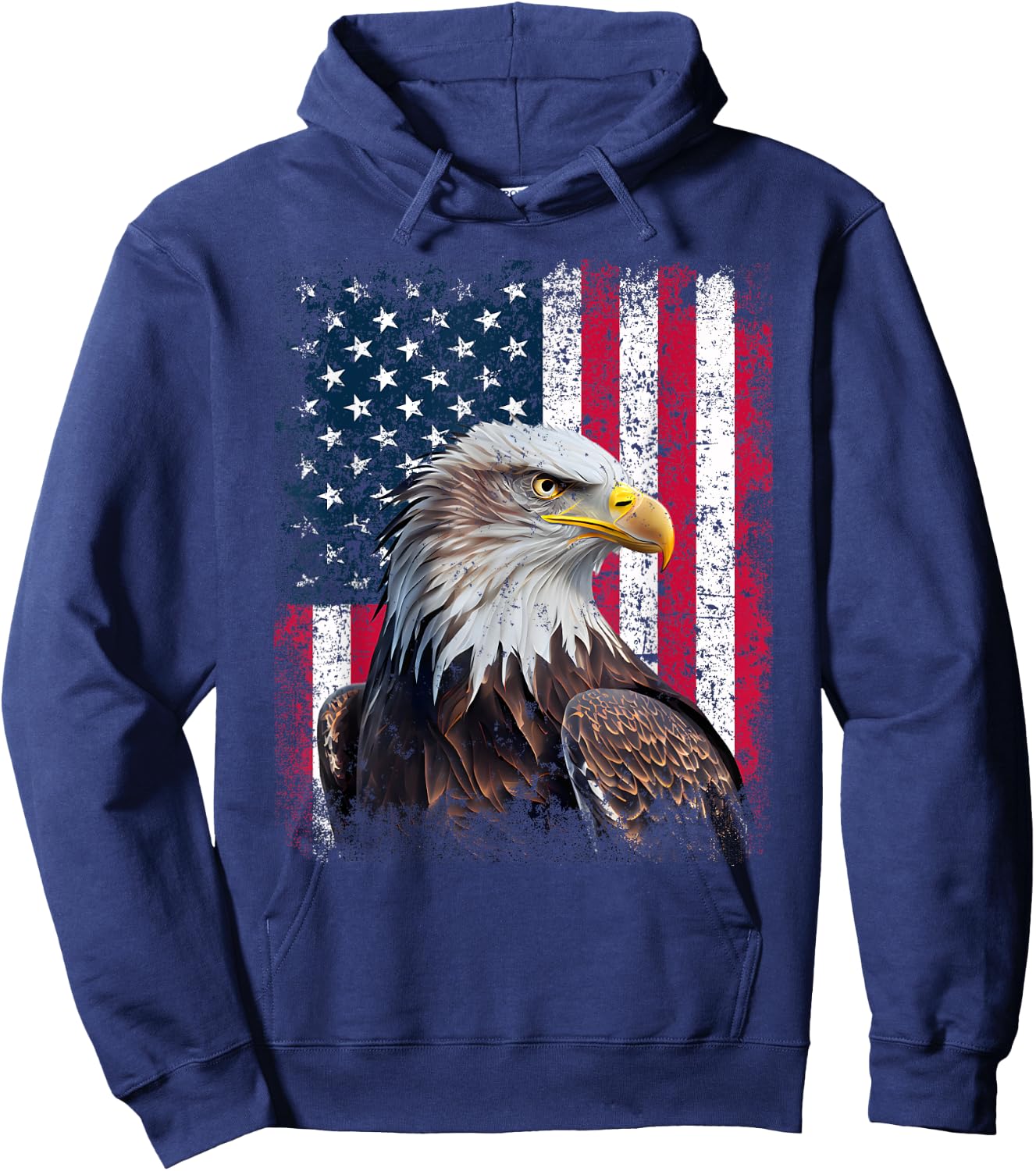 Patriotic Eagle 4th Of July USA American Flag Hoodie - Hoodie | Navy