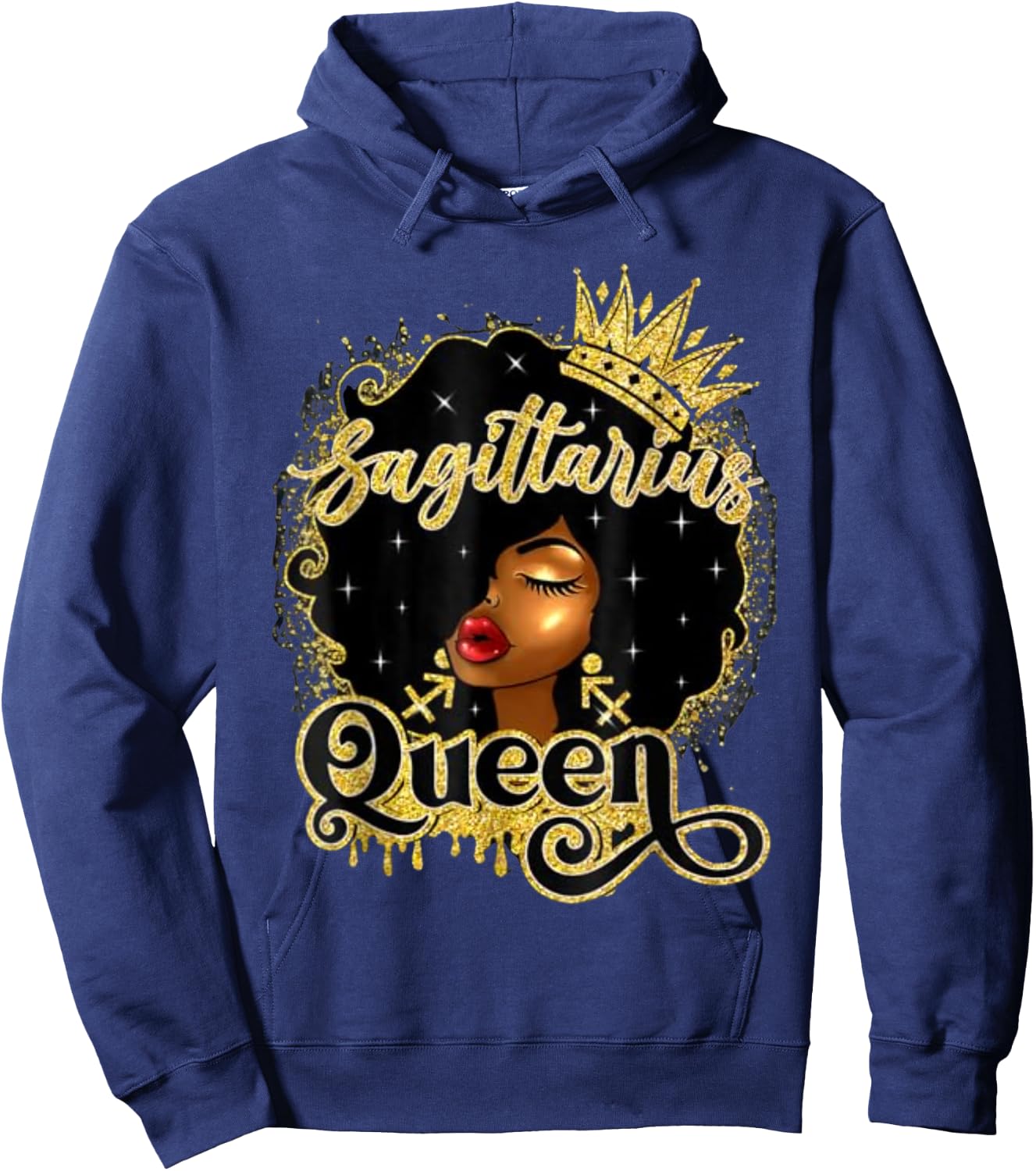 Sagittarius Queen Afro Crown Pretty Black Woman Sagittarius Hoodie - Hoodie | Navy