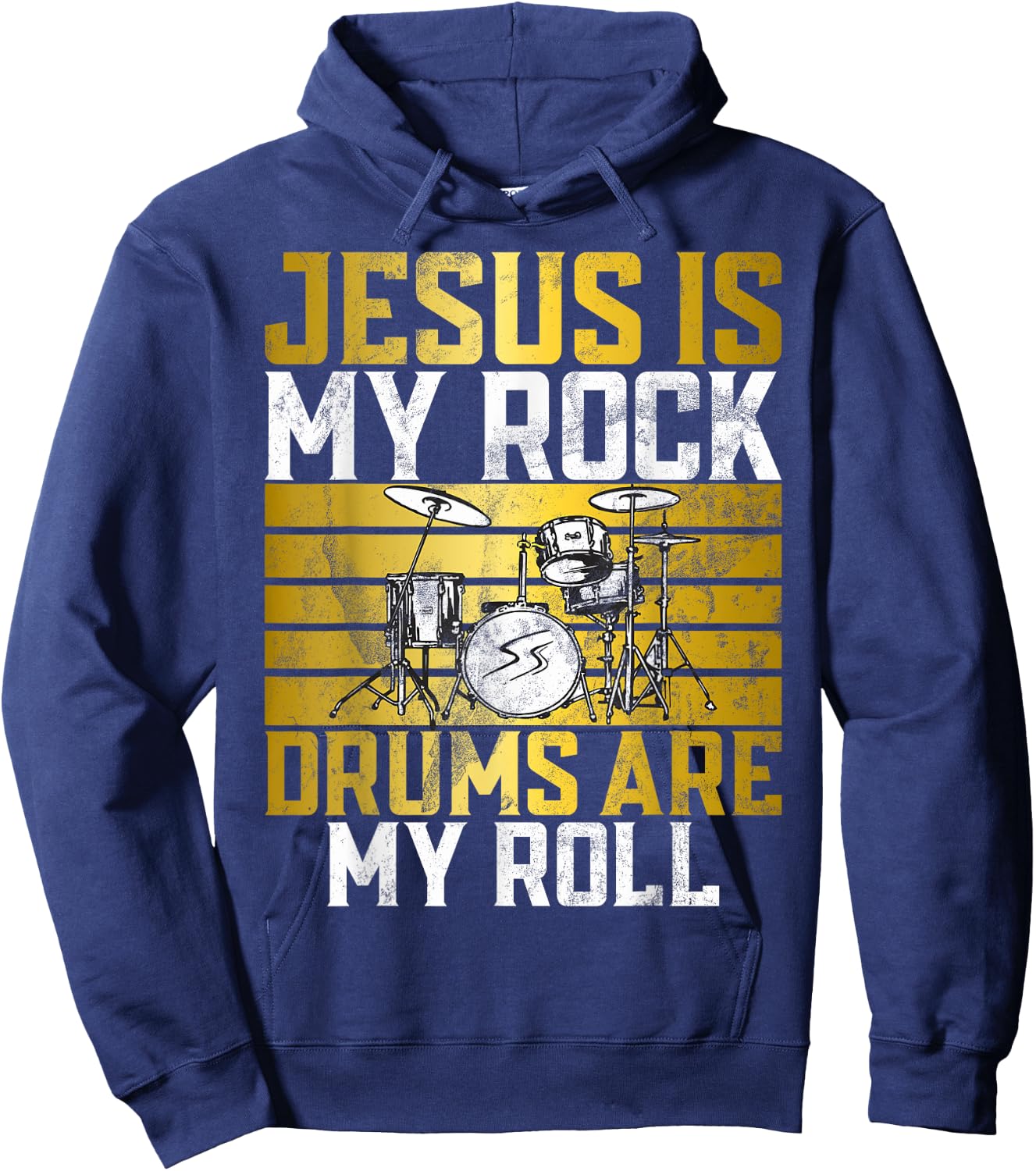Jesus Is My Rock Drums Are My Roll Christian Drummer Jesus Hoodie - Hoodie | Navy