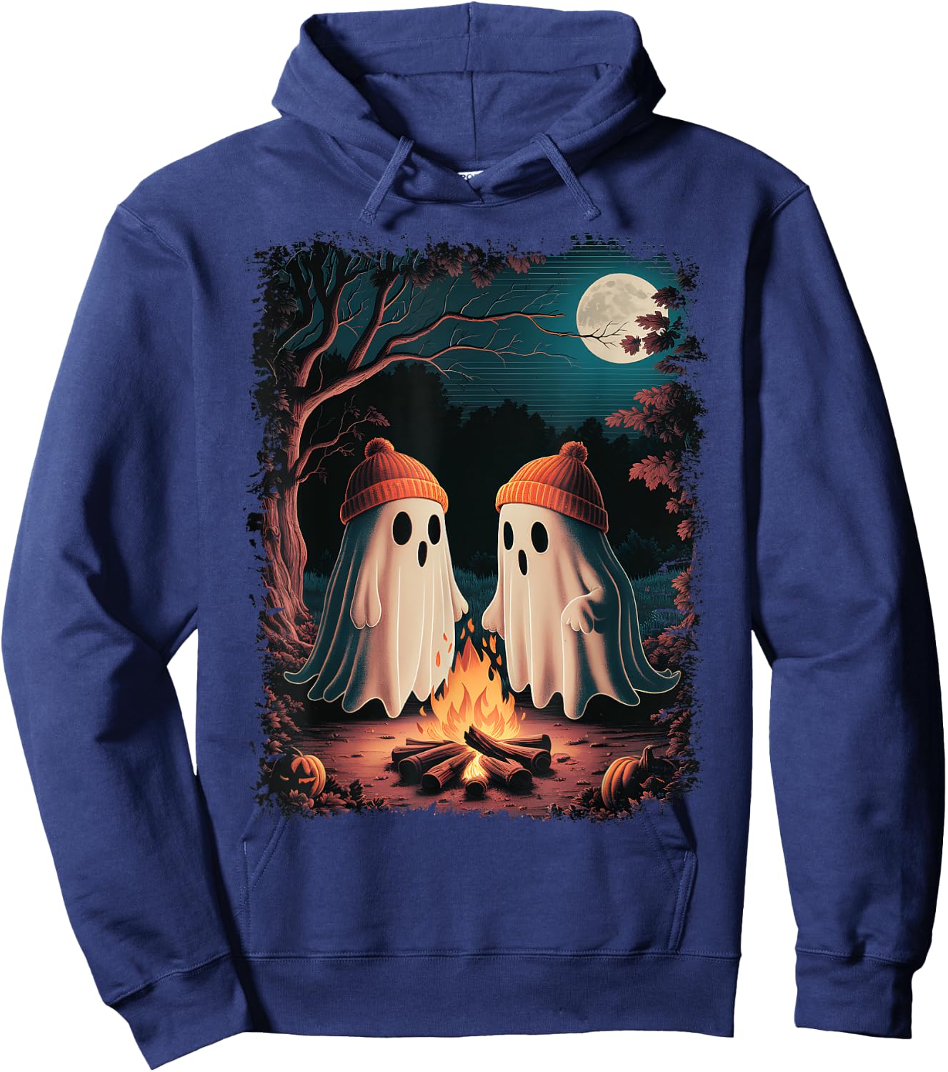 Vintage Ghost Camping Campfire Gothic Halloween Men Women Hoodie - Hoodie | Navy