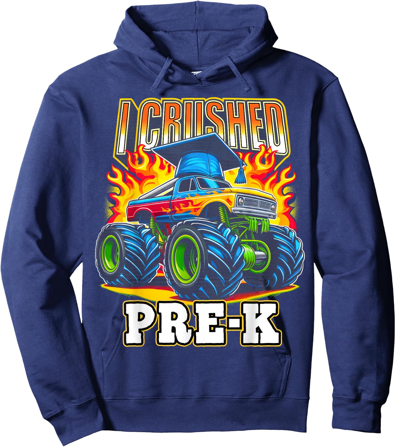 Graduation Pre-K Monster Truck Boys I Crushed Preschool Grad Hoodie - Hoodie | Navy