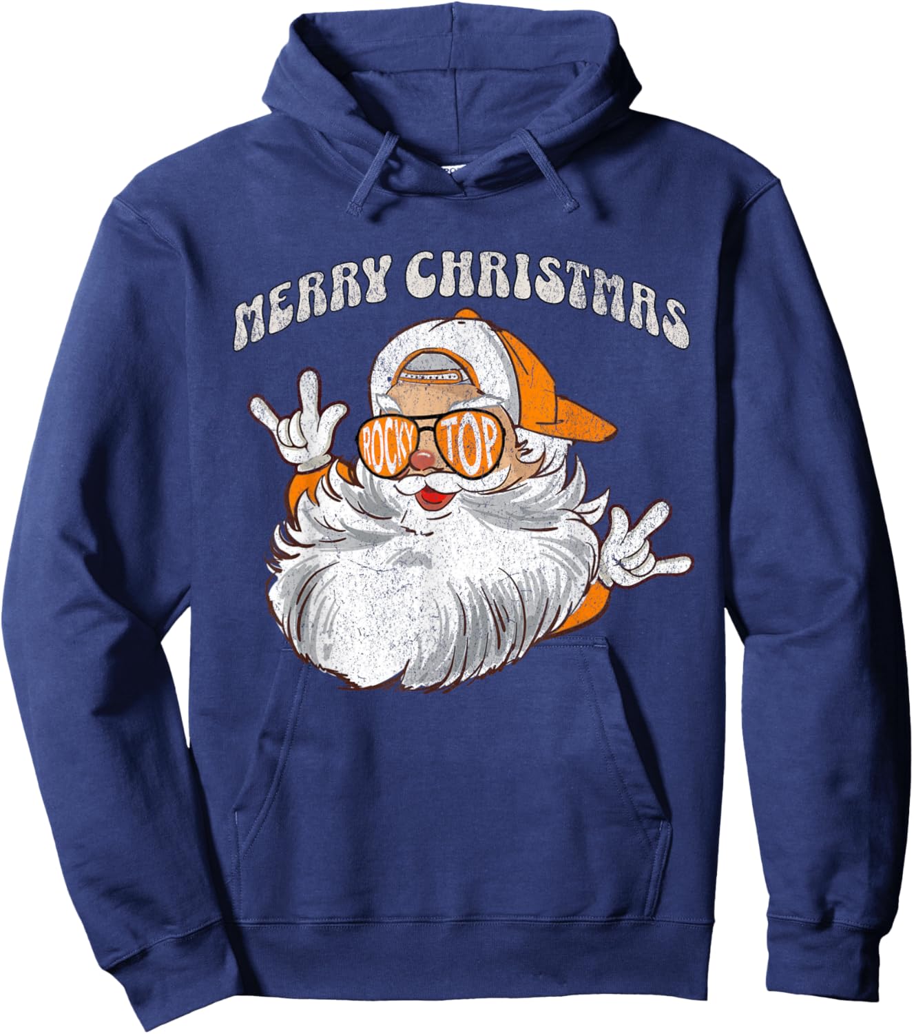 Vintage Tennessee Merry Christmas Santa With Sunglasses Hoodie - Hoodie | Navy