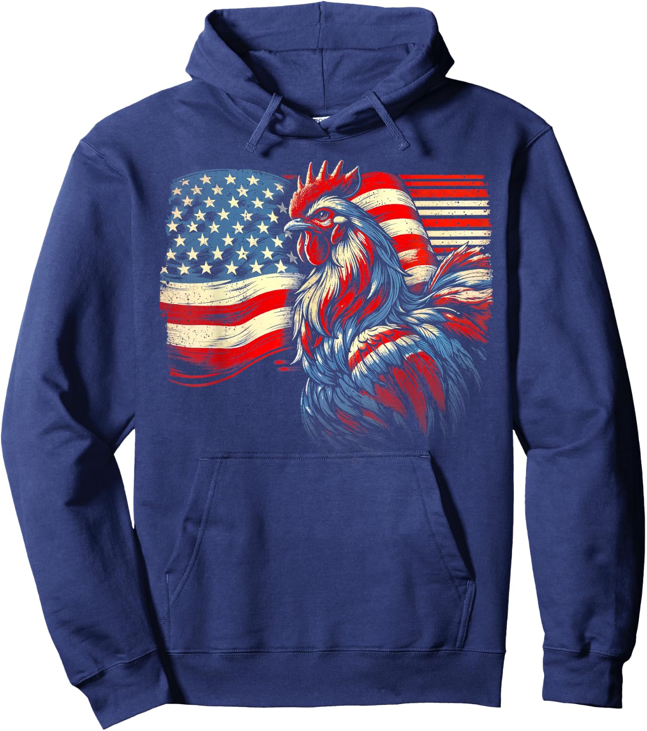Chicken 4th Of July Flag American Patriot USA Farm Chicken Women Kids Men Hoodie - Hoodie | Navy