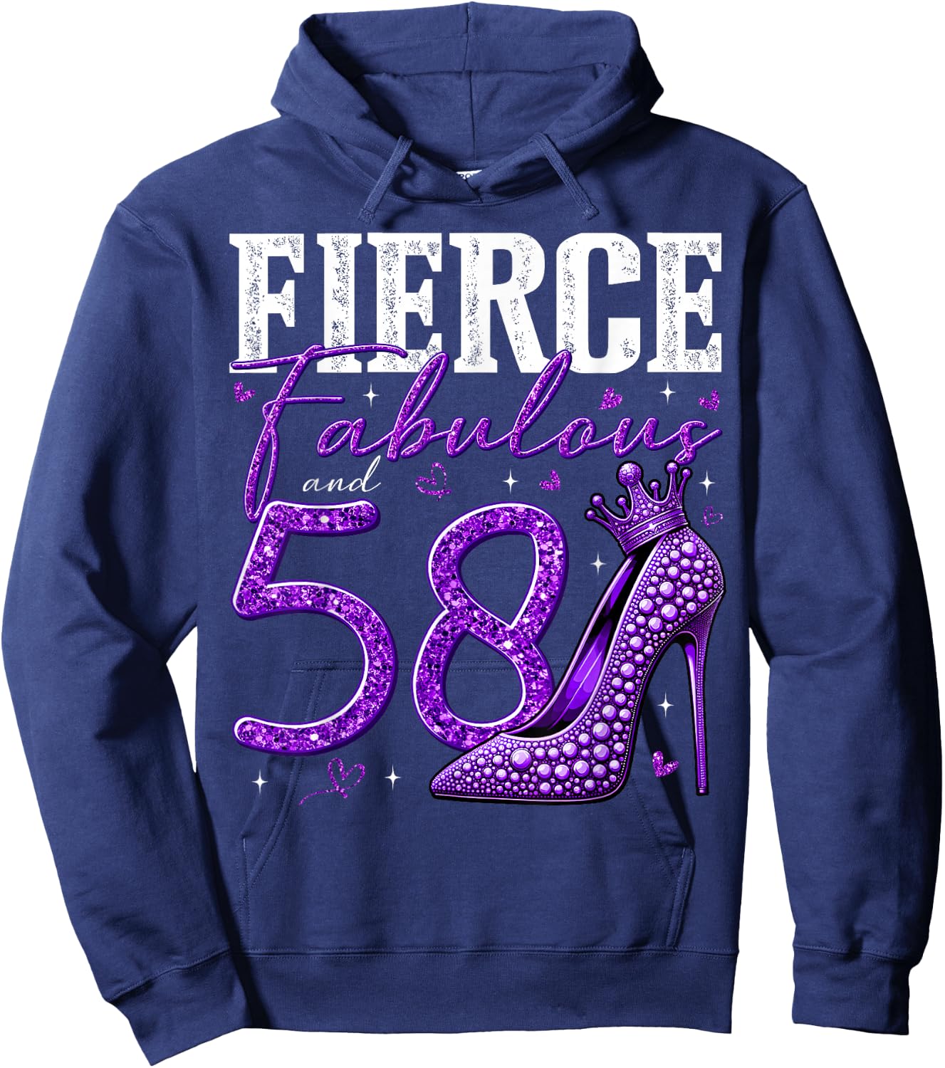 58th Birthday Fierce Fabulous and 58 Year Old Gifts Heels Hoodie - Hoodie | Navy