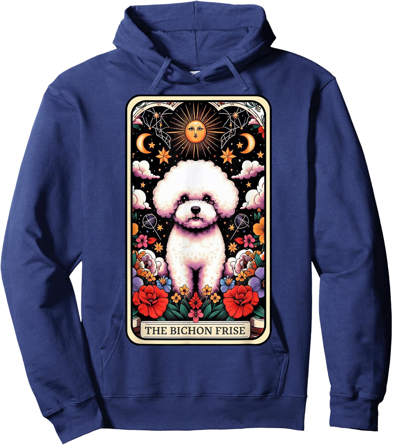 Bichon Frise Dog Tarot Card Floral Mom Bichon Frise Dad Pup Hoodie - Hoodie | Navy