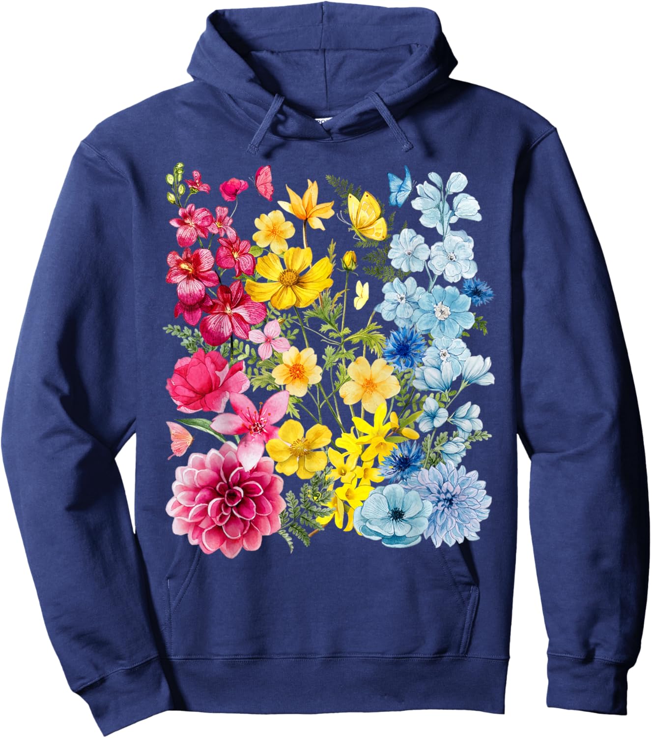 Wildflower Pansexual Pan Rainbow LGBTQ Pride Subtle Month Hoodie - Hoodie | Navy