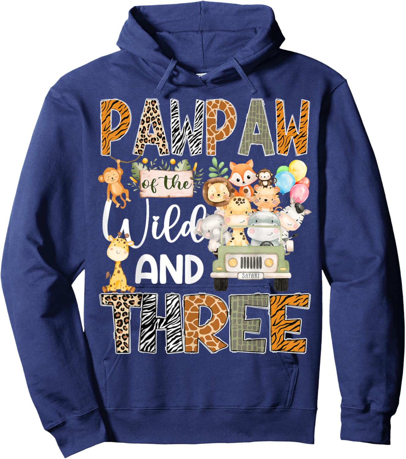 PawPaw Of The Wild Three 3Rd Birthday Safari Jungle Hoodie - Hoodie | Navy