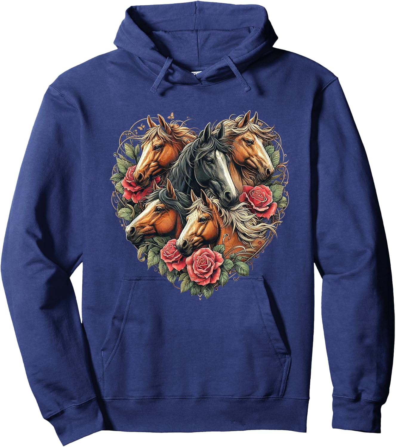 Horse Love Heart Equestrian Horse Rider Lovers Hoodie - Hoodie | Navy