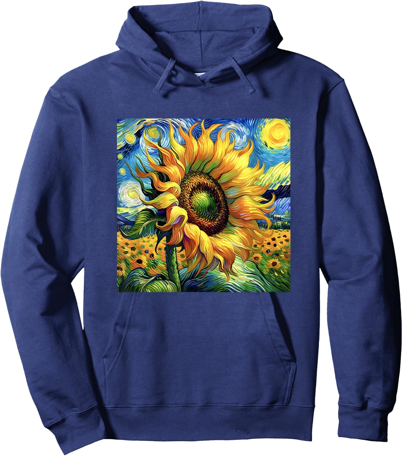 Van Gogh Paintings Starry Night Sunflowers Gift Men Women Hoodie - Hoodie | Navy