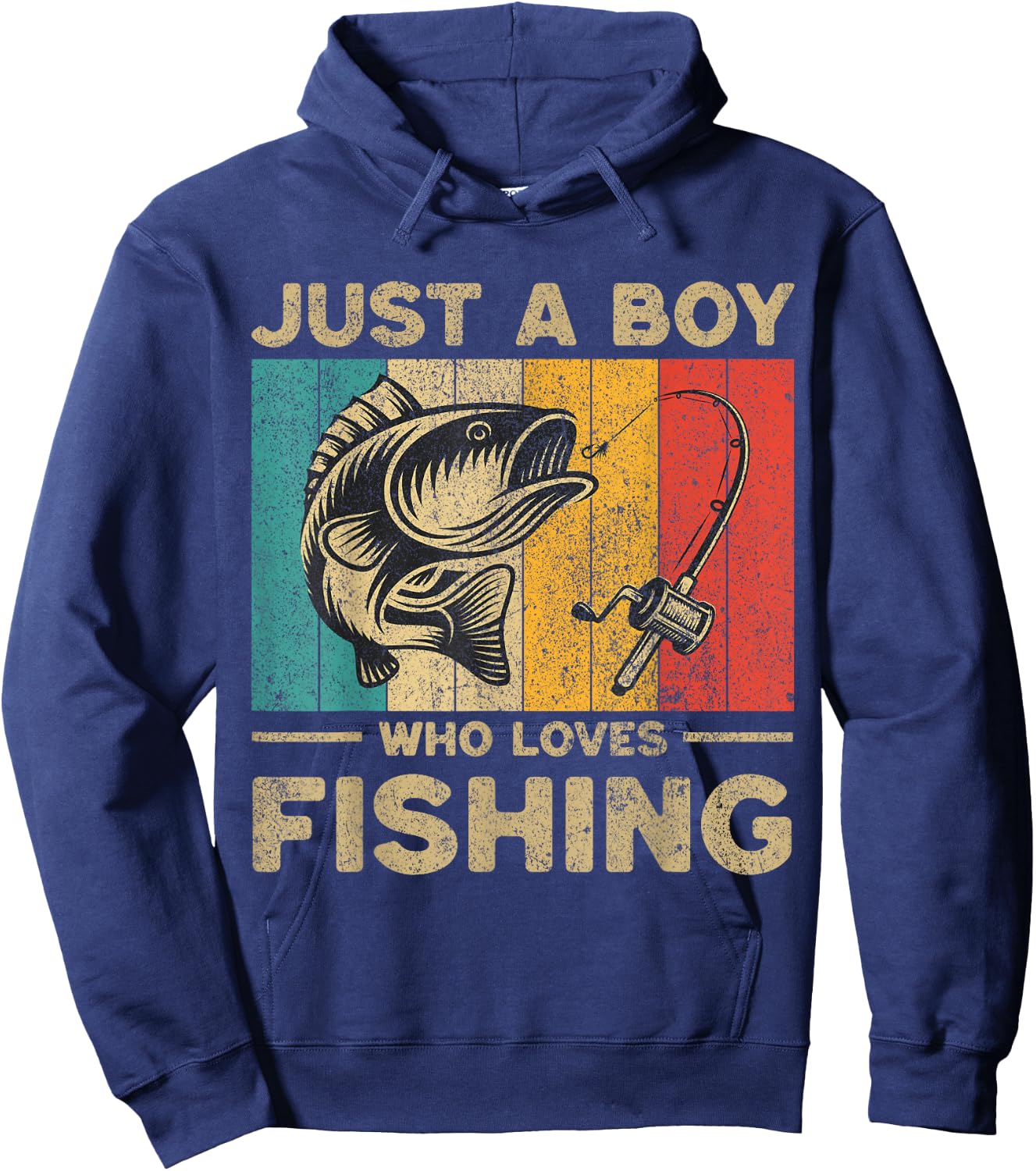 Funny Vintage Fishing Jokes Boys Fisherman Bass Fish Hoodie - Hoodie | Navy