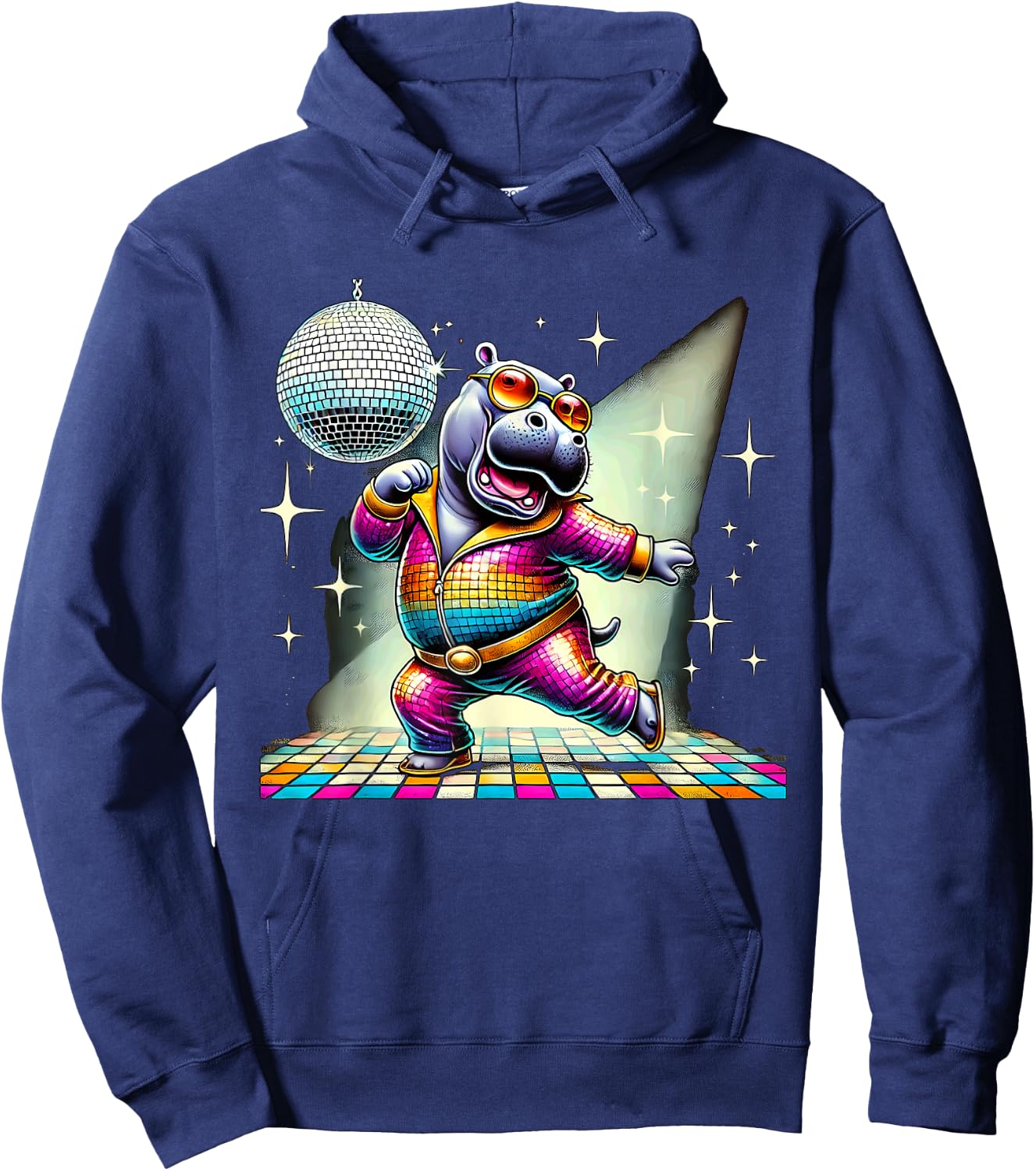 Aesthetic Hippo Disco Hoodie - Hoodie | Navy
