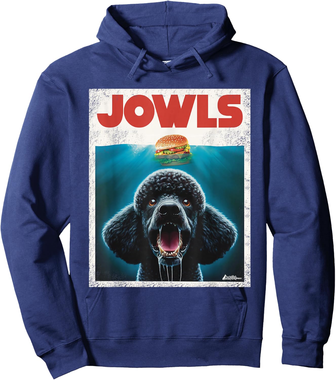 Funny Poodle Black Standard Poodle Jowls Burger Cute Dog Mom Hoodie - Hoodie | Navy