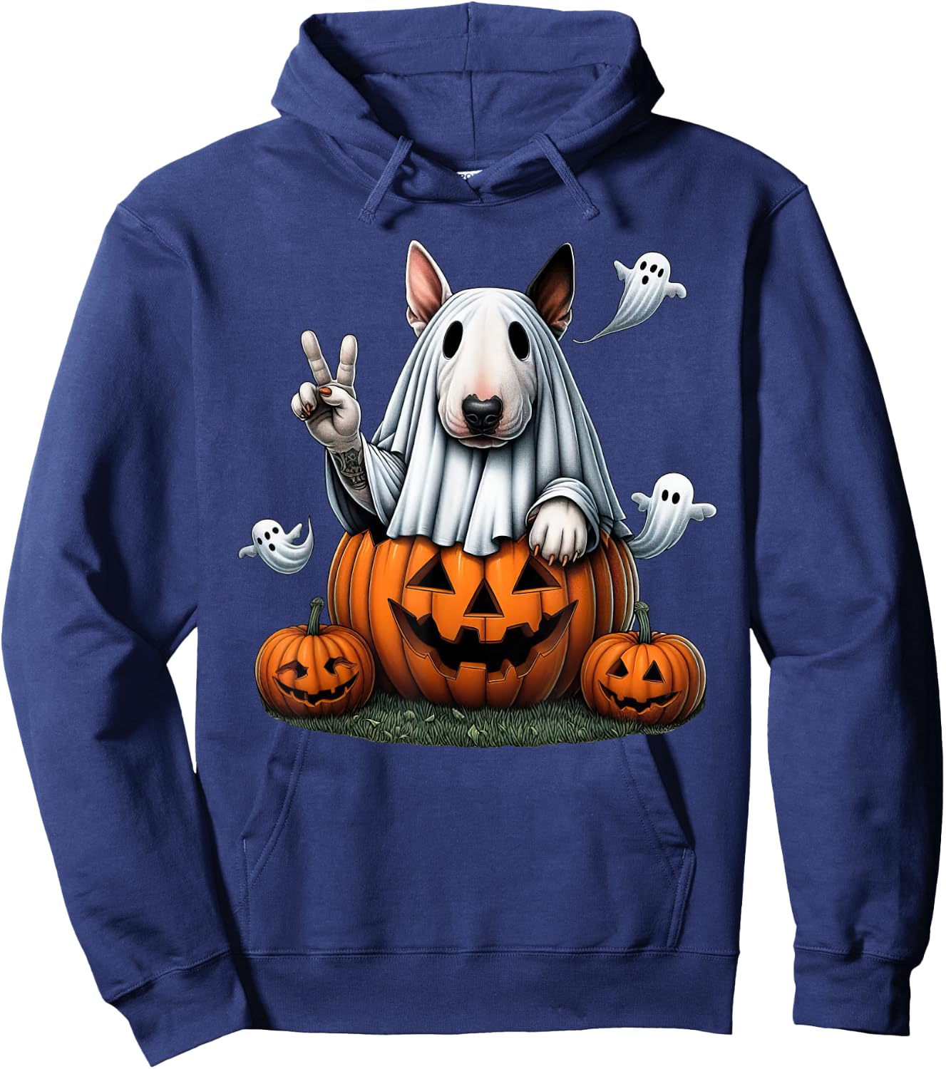 Funny Bull Terrier Ghost Boo Halloween Kids Hoodie - Hoodie | Navy