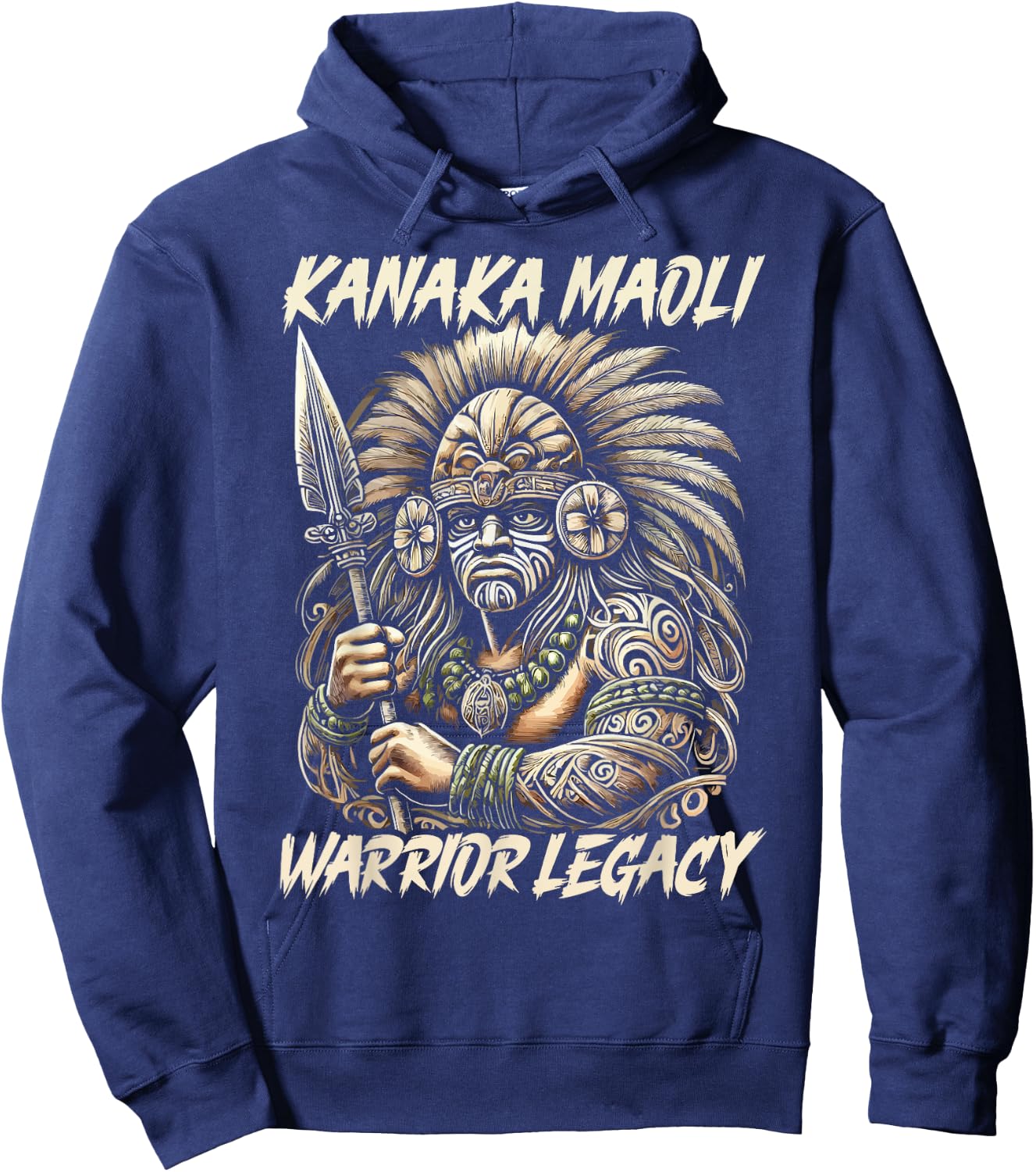 Kanaka Maoli Warrior Native Hawaiian Islands Hawaii Flag Hoodie - Hoodie | Navy