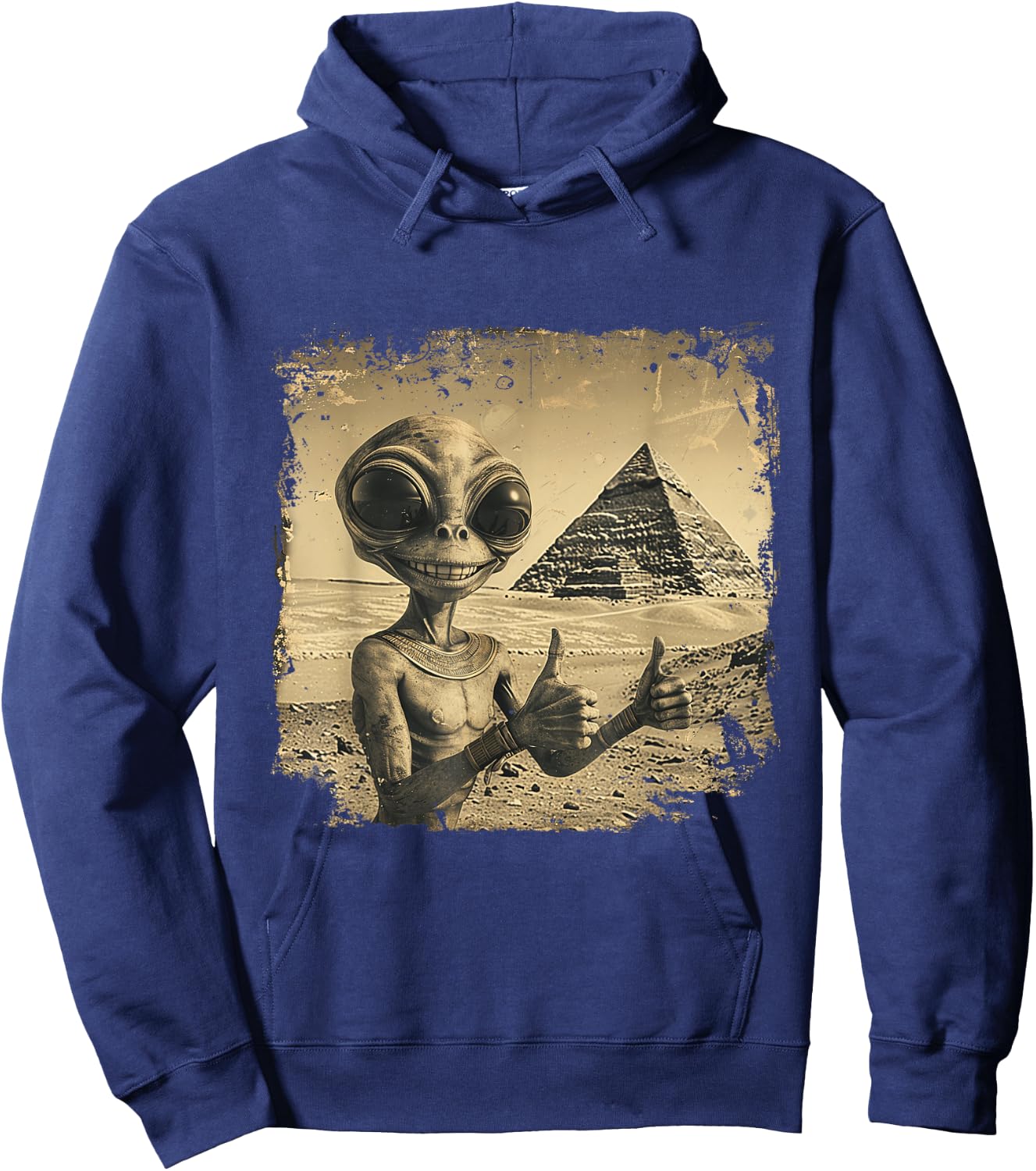 Aliens Ancient Thumb Up Pyramid Sci-Fi Egypt Hoodie - Hoodie | Navy