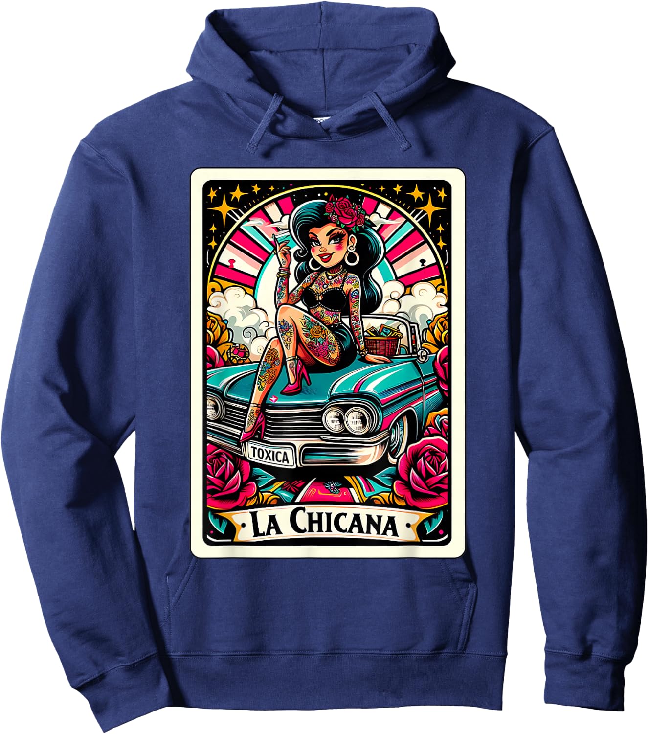 La Toxica Mexican Tarot Card Latina Woman Chicana Hoodie - Hoodie | Navy