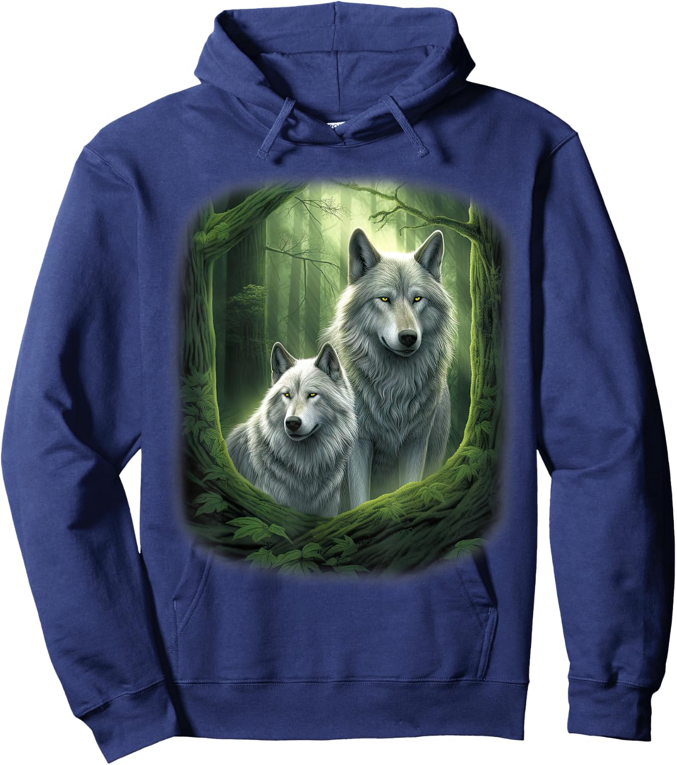 Wolf Wolves in Forest by Night Moon Fantasy Art Wildlife Hoodie - Hoodie | Navy